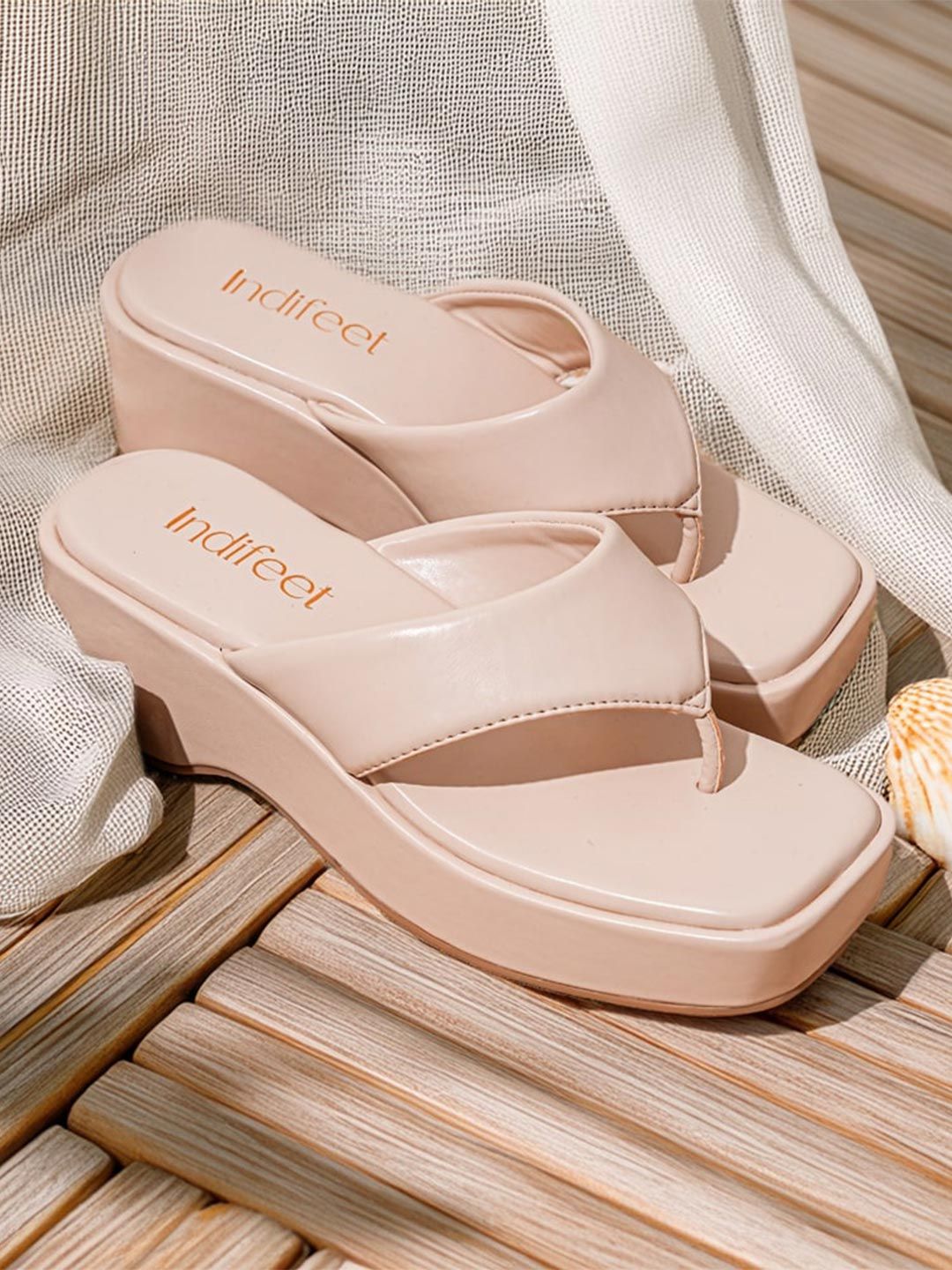 Indifeet Women Chunky Y2K Pink Platform Heels Sandals