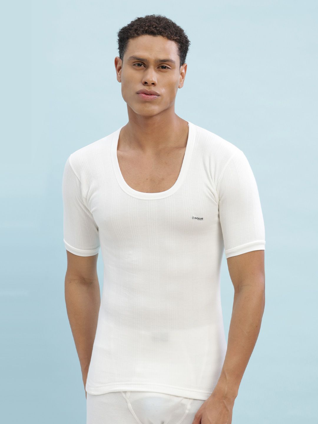 Dollar Ultra Men Off-White Solid Thermal T-shirt