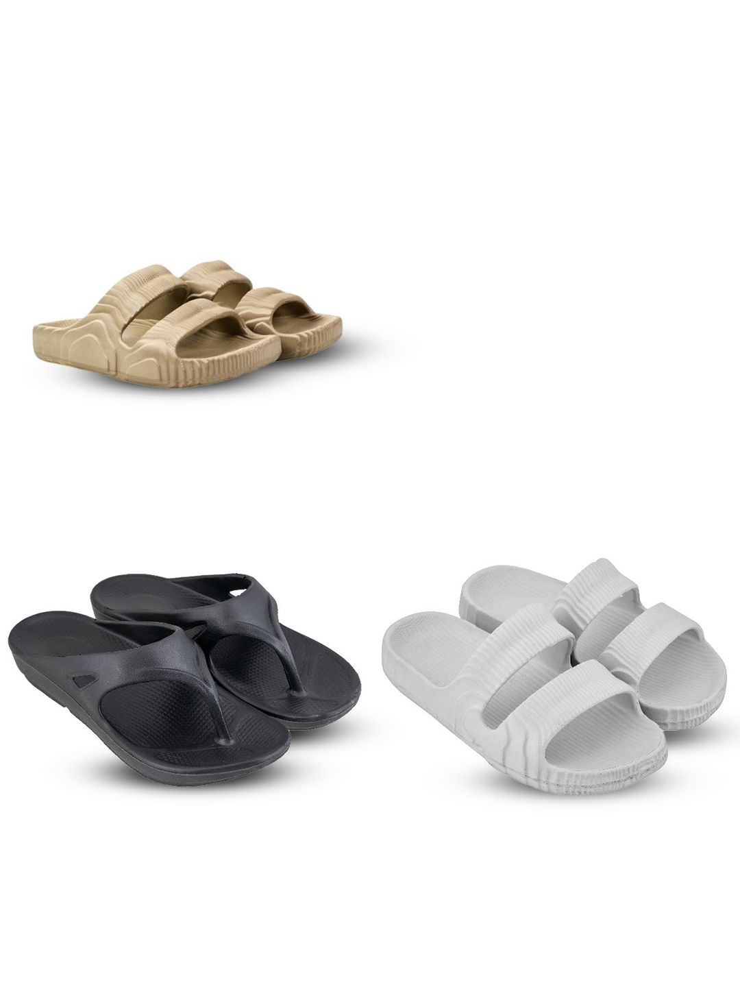 Feel alive Men Set Of 4 Ultra-Comfortable & Lightweight Thong Flip-Flops & Clogs