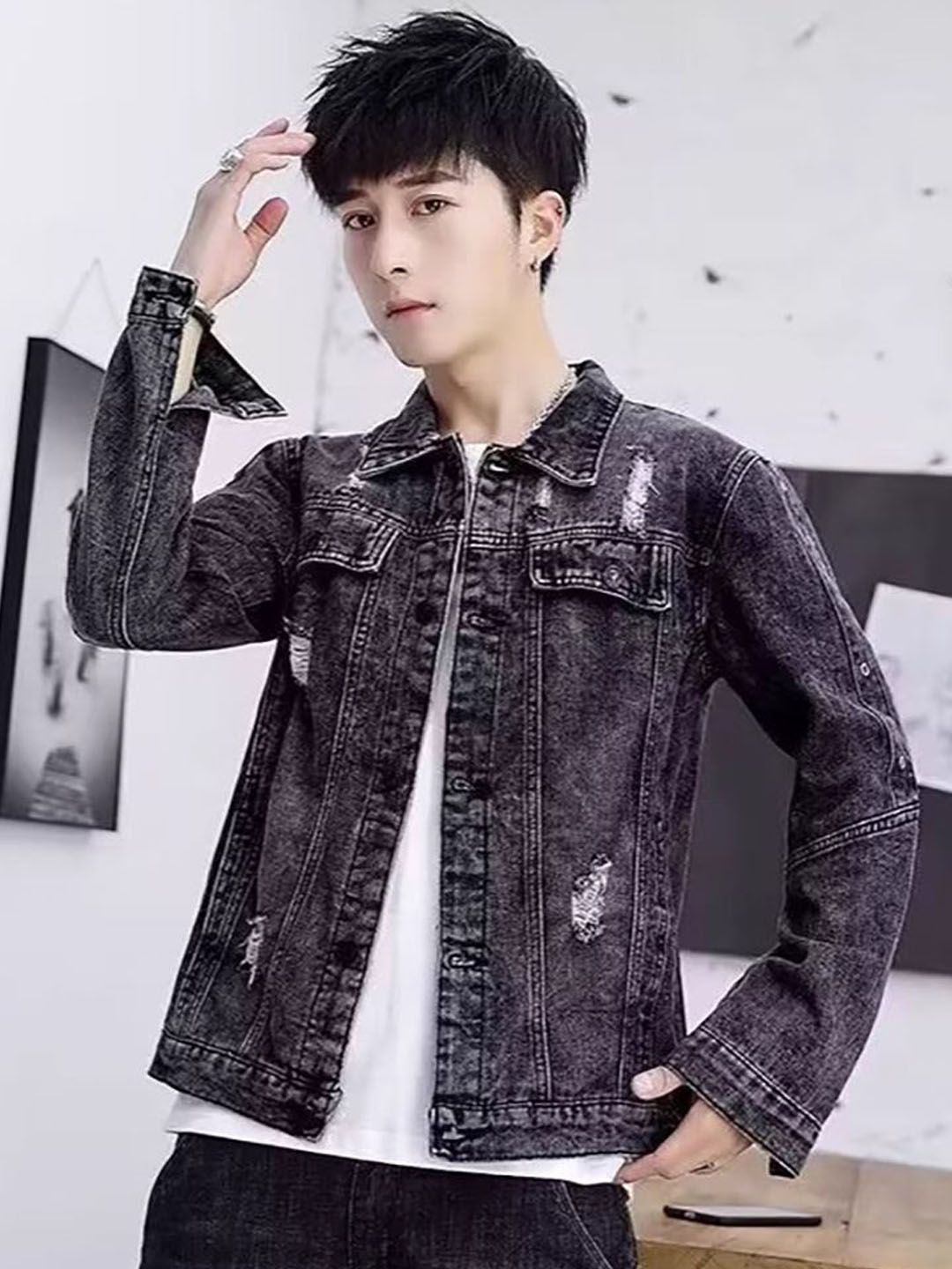 StyleCast Men Washed Denim Jacket