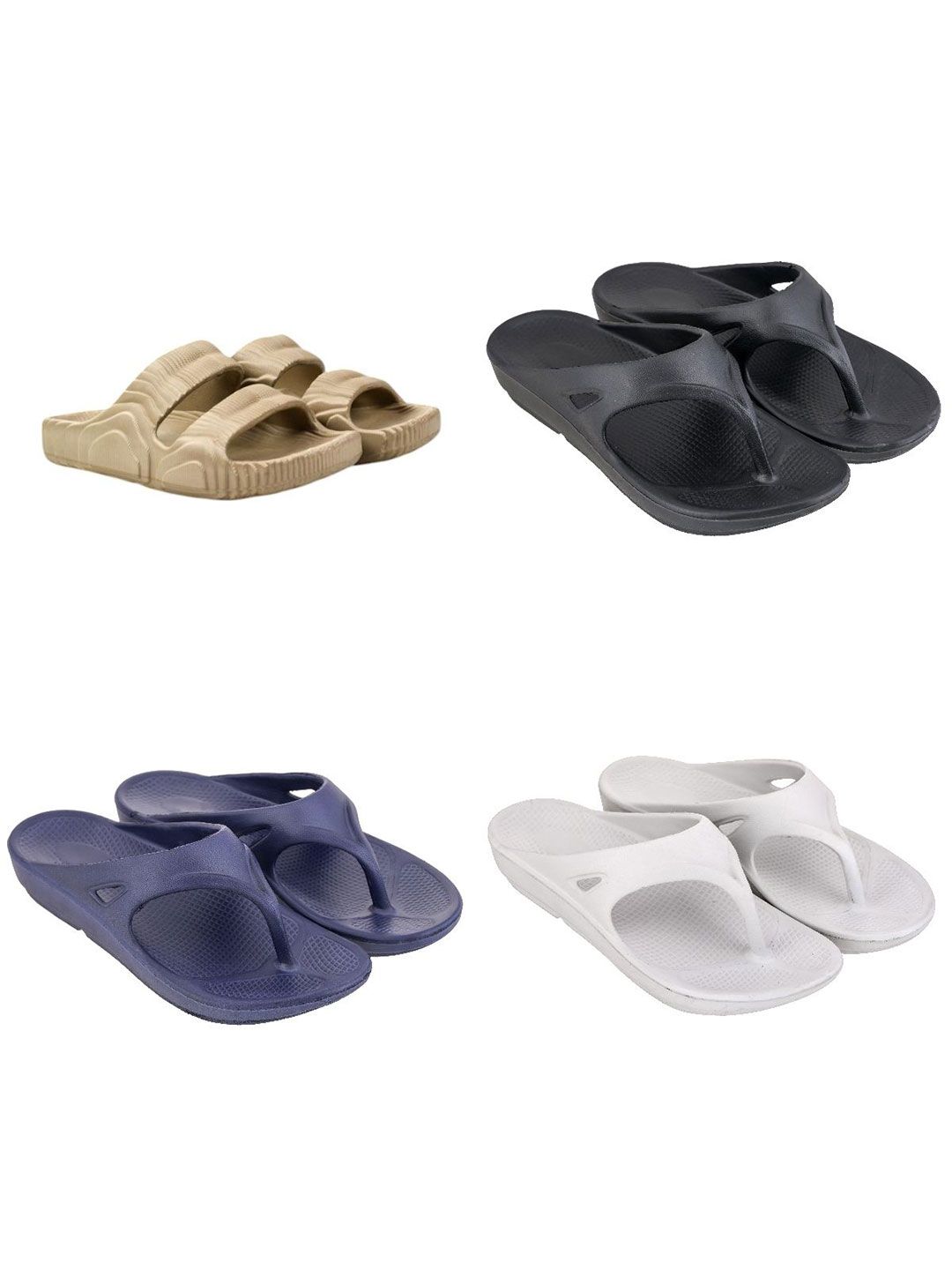 Feel alive Men Set Of 4 Ultra-Comfortable & Lightweight Thong Flip-Flops & Sliders