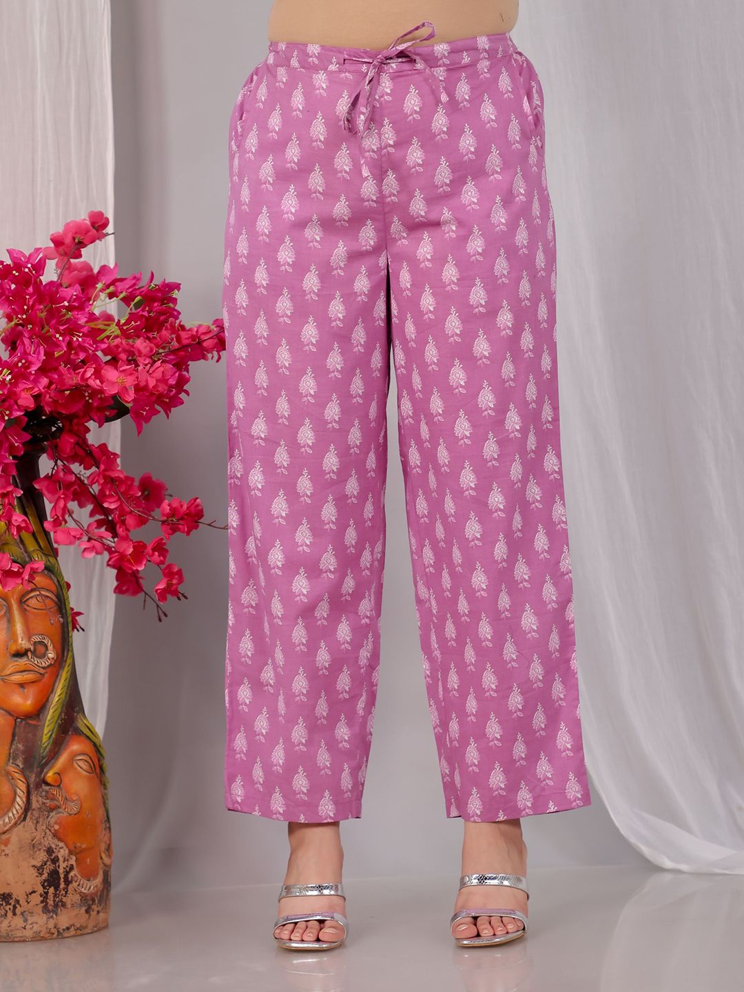 Aramya Women Floral Printed Soft Cotton Trousers