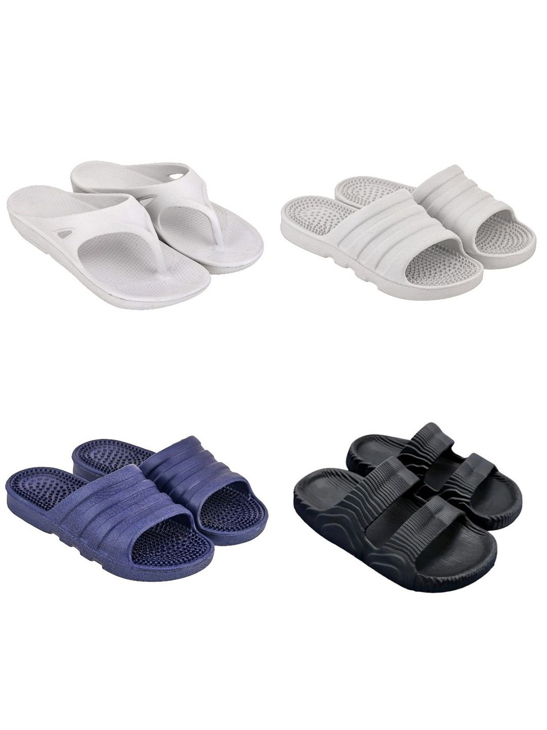 Feel alive Men Set Of 4 Ultra-Comfortable & Lightweight Thong Flip-Flops & Sliders