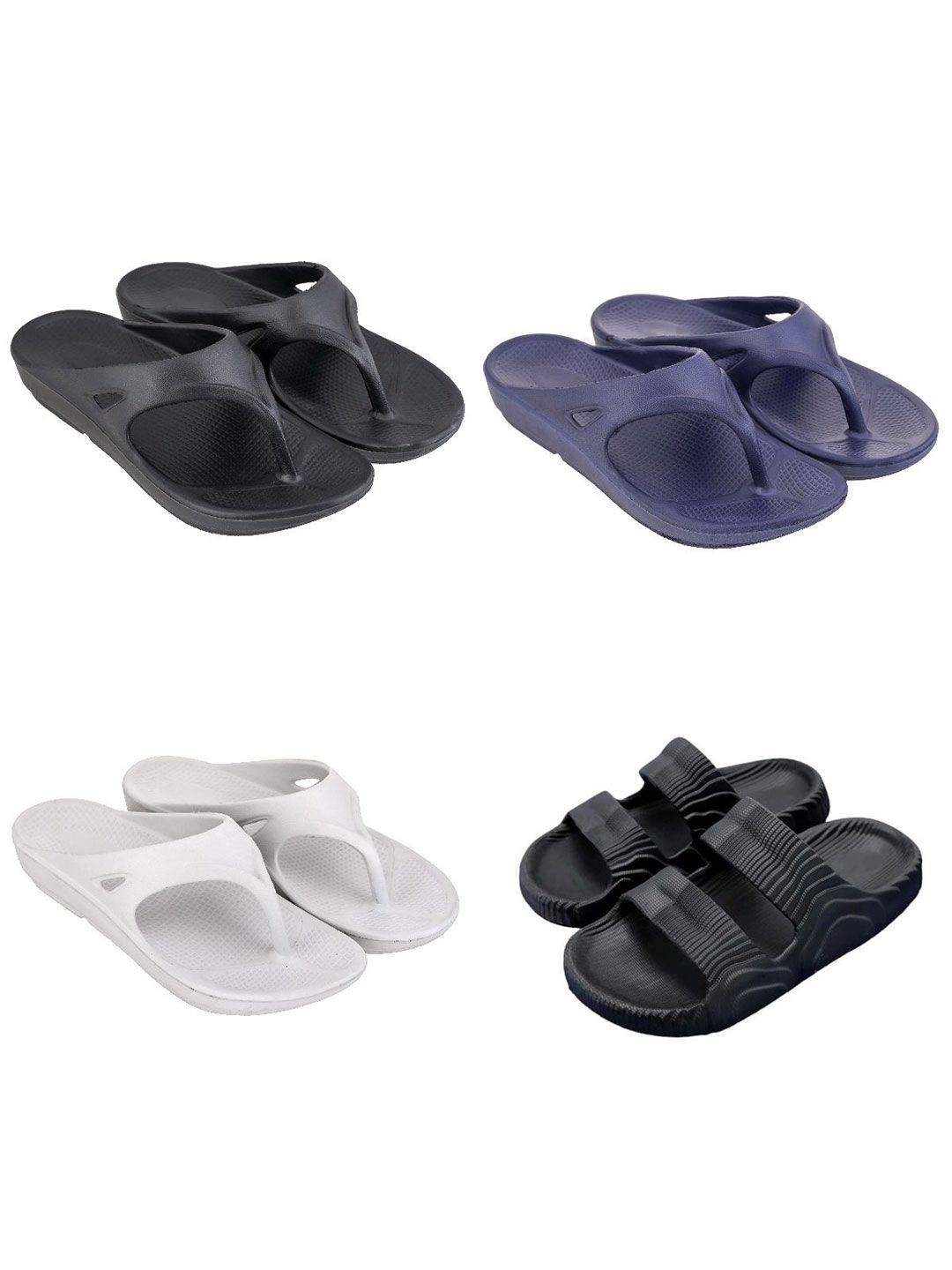 Feel alive Men Set Of 4 Ultra-Comfortable & Lightweight Thong Flip-Flops