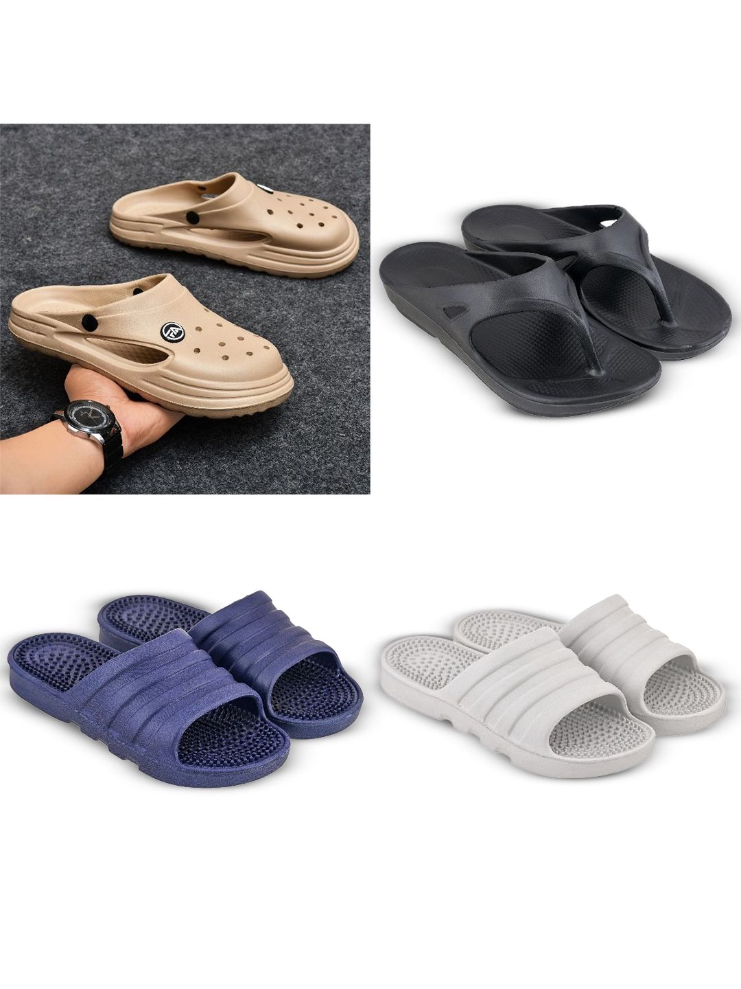 Feel alive Set Of 4 Ultra-Comfortable Lightweight Thong Flip-Flops