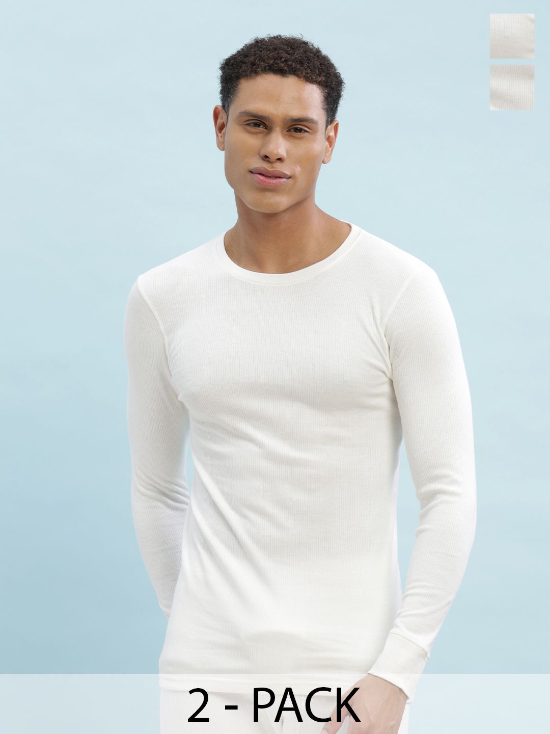 Force NXT Pack Of 2 Ribbed Cotton Thermal Tops