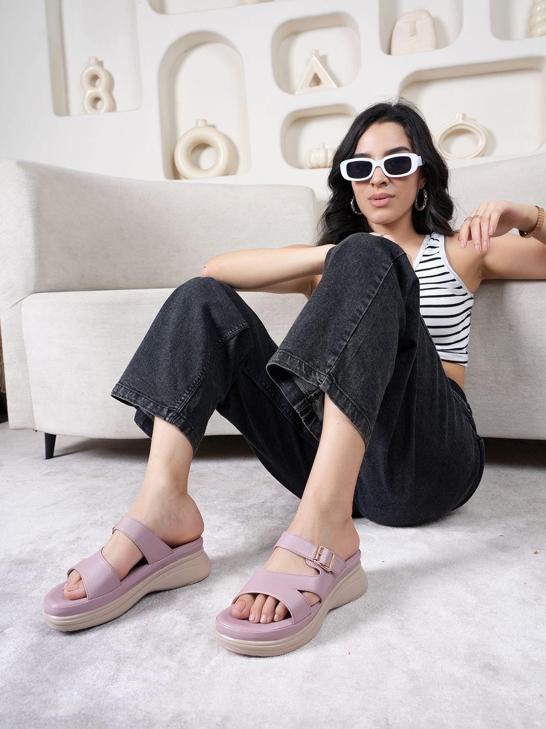 Roadster Women Open Toe Platform Sandals with Buckles