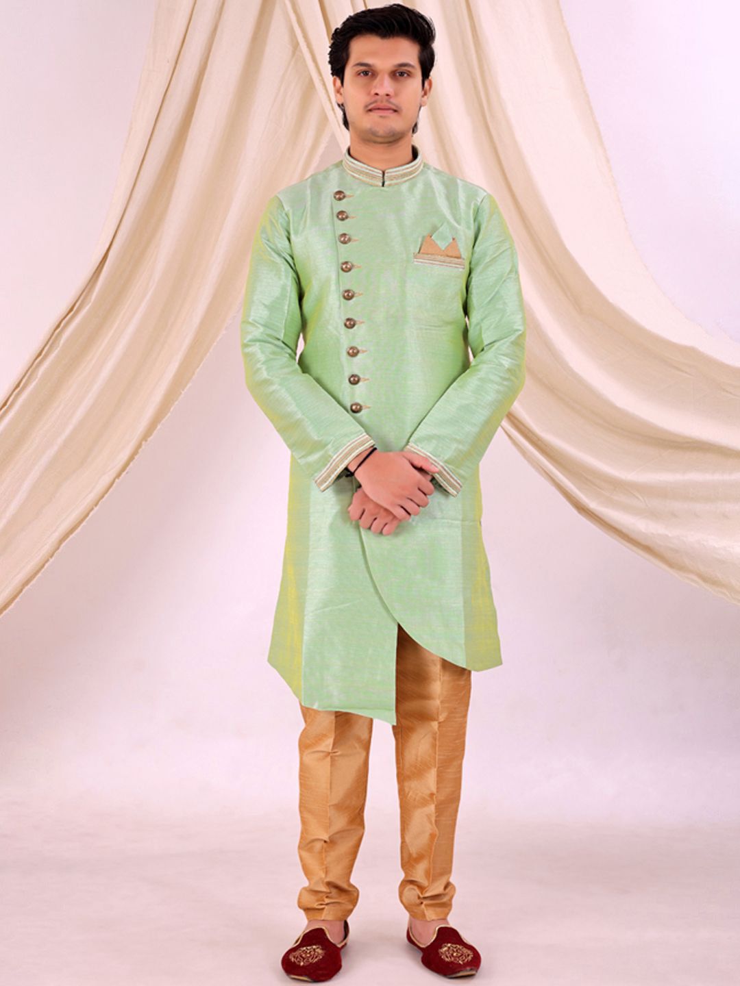 Desibutik Mandarin Collar Sherwani With Pyjama
