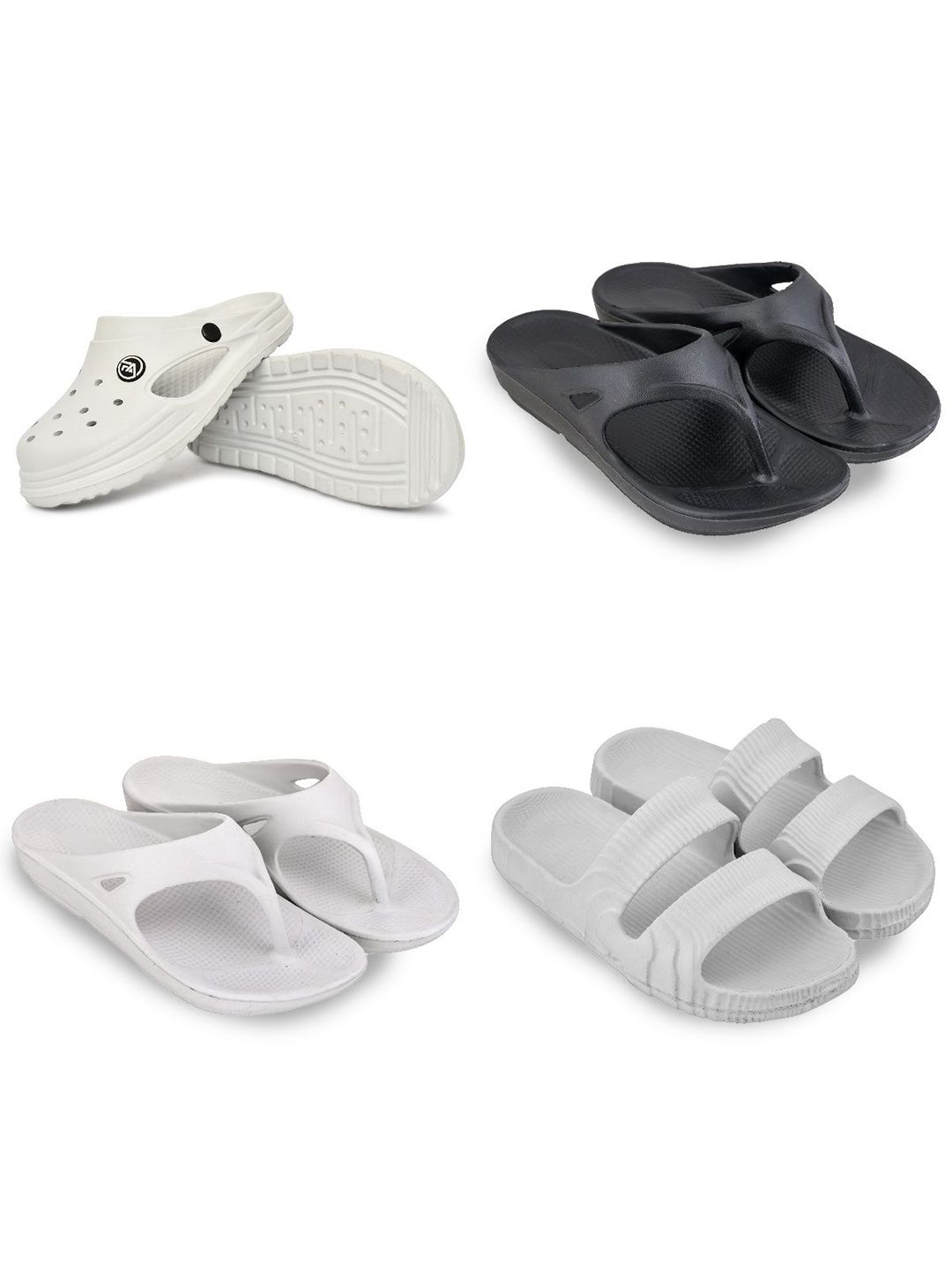 Feel alive Men Set Of 4 Ultra-Comfortable & Lightweight Thong Flip-Flops & Clogs