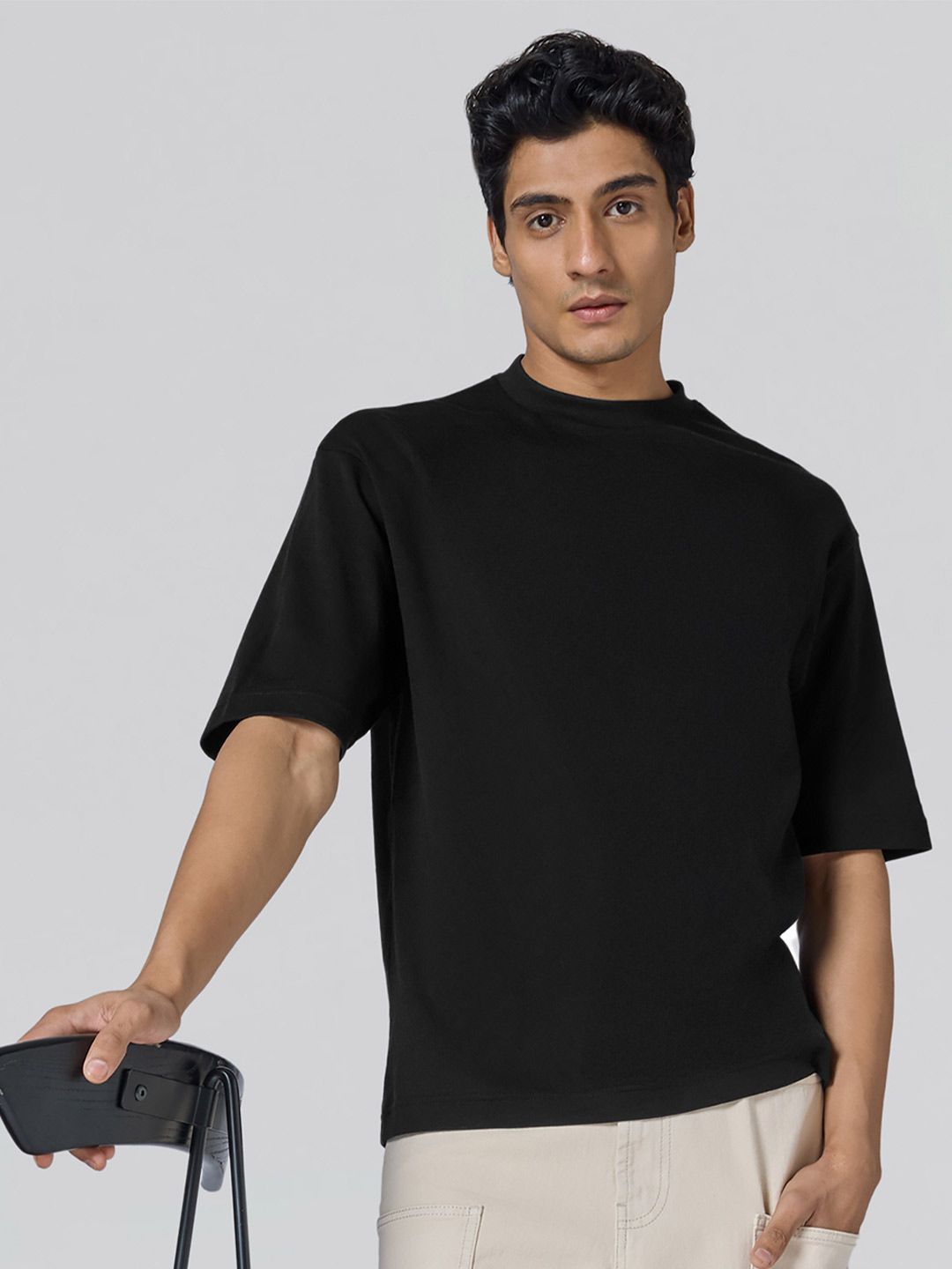Buy XYXX Men Solid Round Neck Cotton Oversized Lounge Tshirts