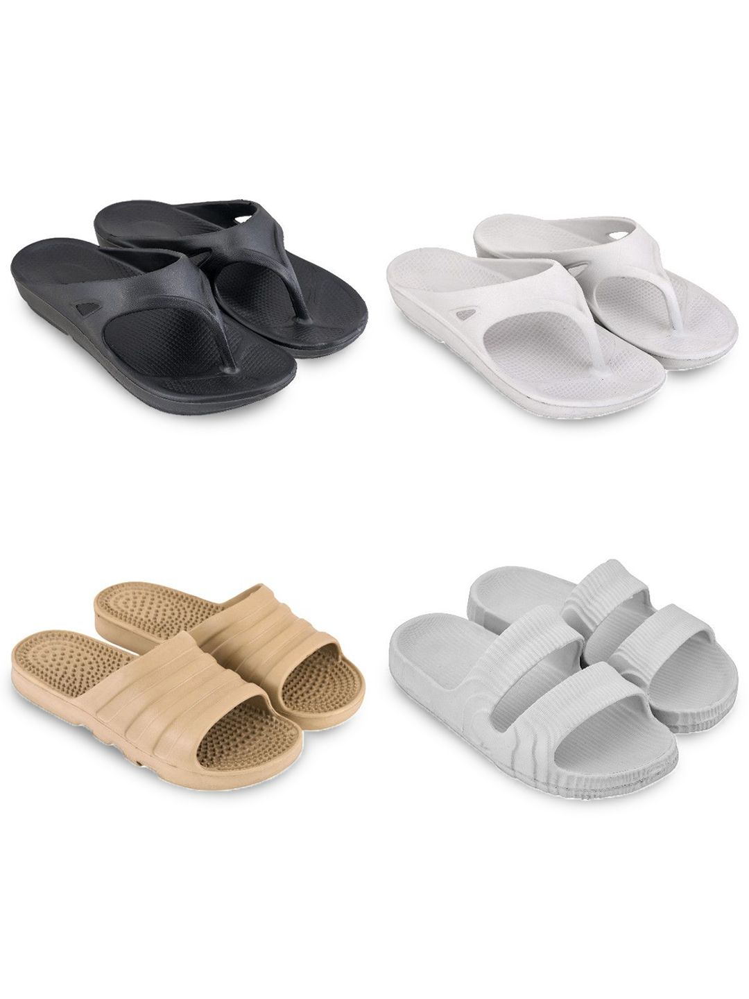 Feel alive Set Of 4 Ultra-Comfortable Lightweight Thong Flip-Flops