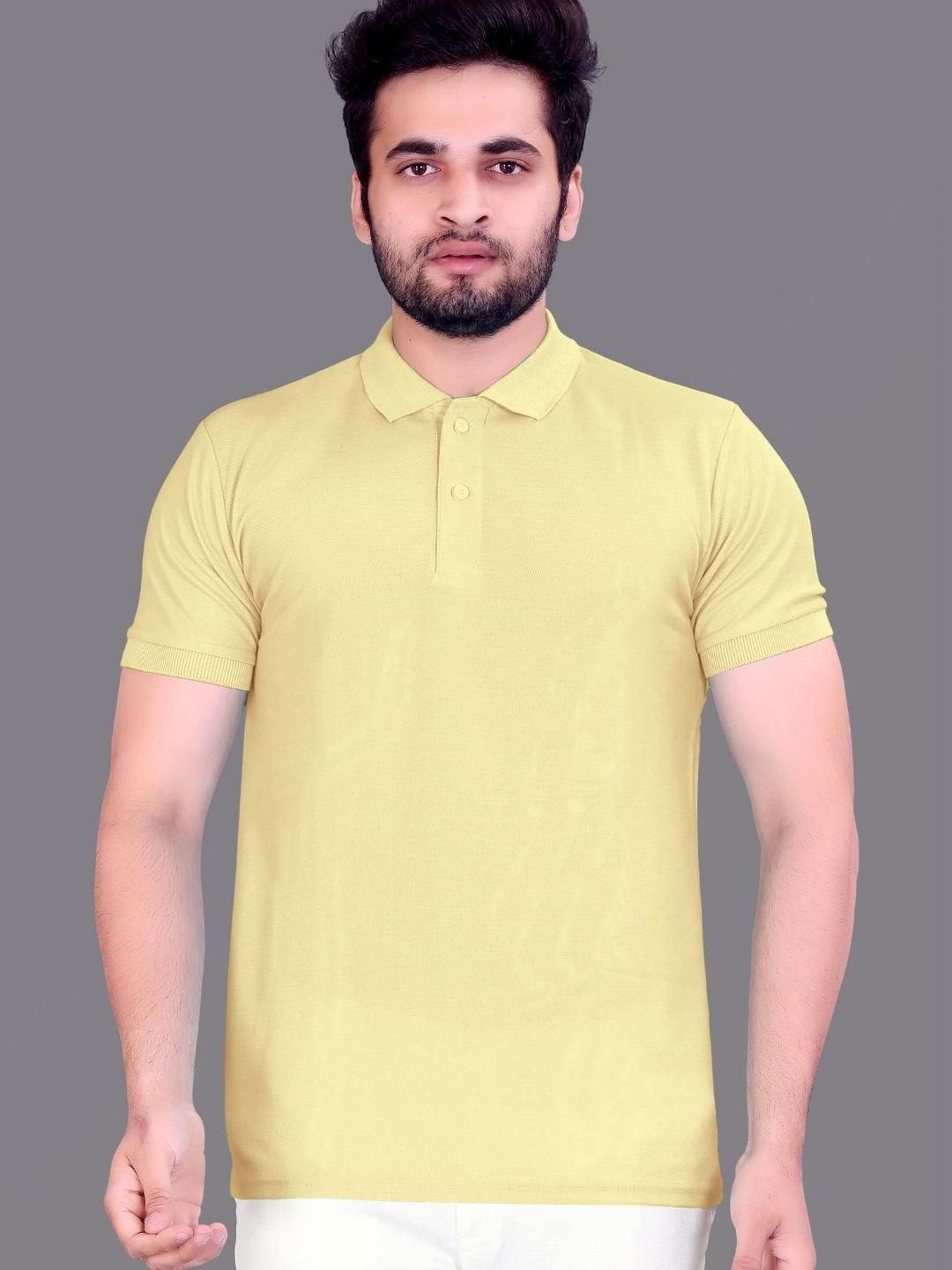Moda Rapido Men Yellow Solid Polo Collar T-shirt