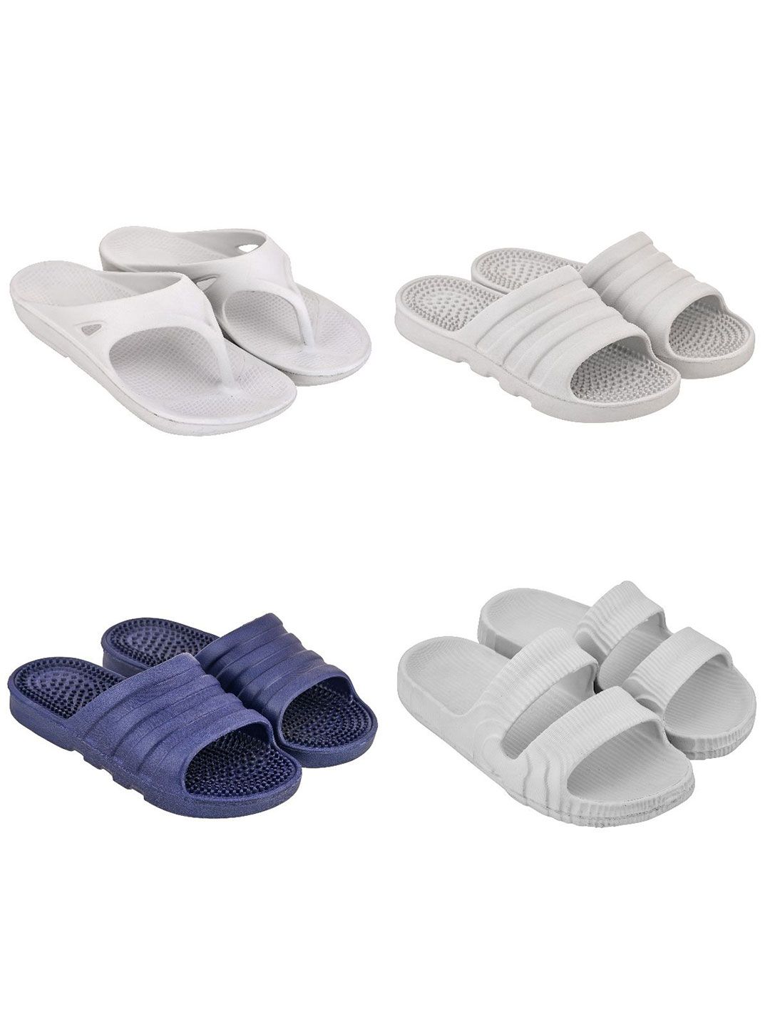 Feel alive Men Set Of 4 Ultra-Comfortable & Lightweight Thong Flip-Flops & Sliders