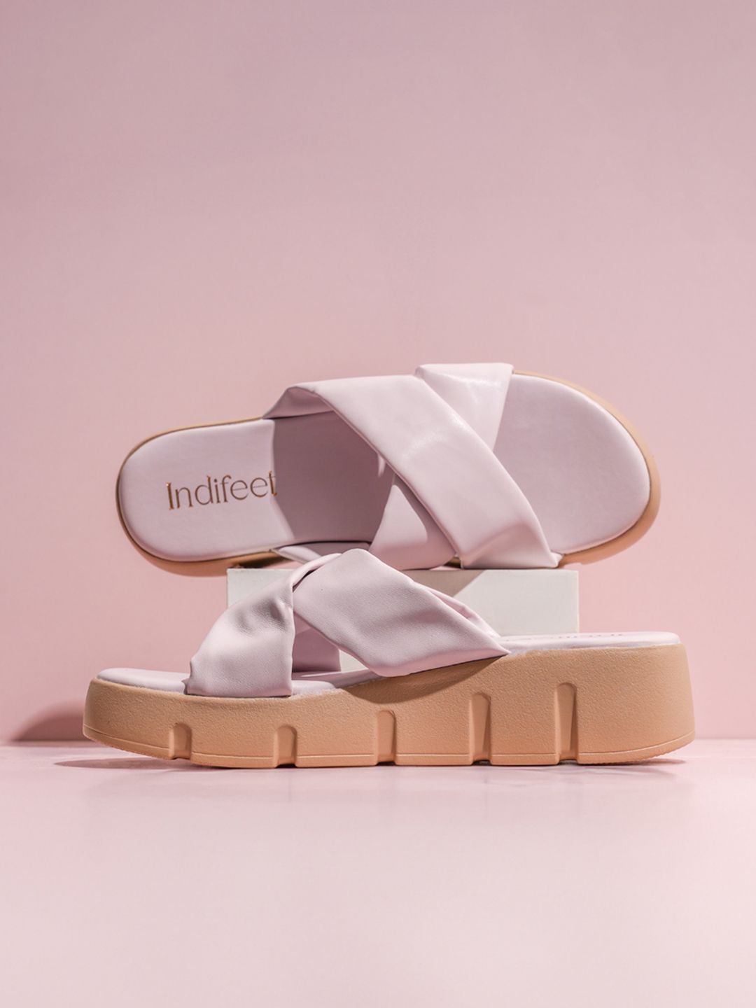 Indifeet Women Open Toe Chunky Lavender Platform Heel Sandals