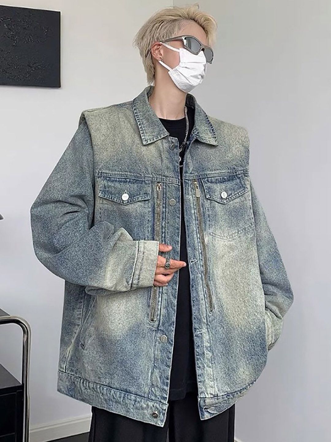 StyleCast Men Washed Longline Denim Jacket