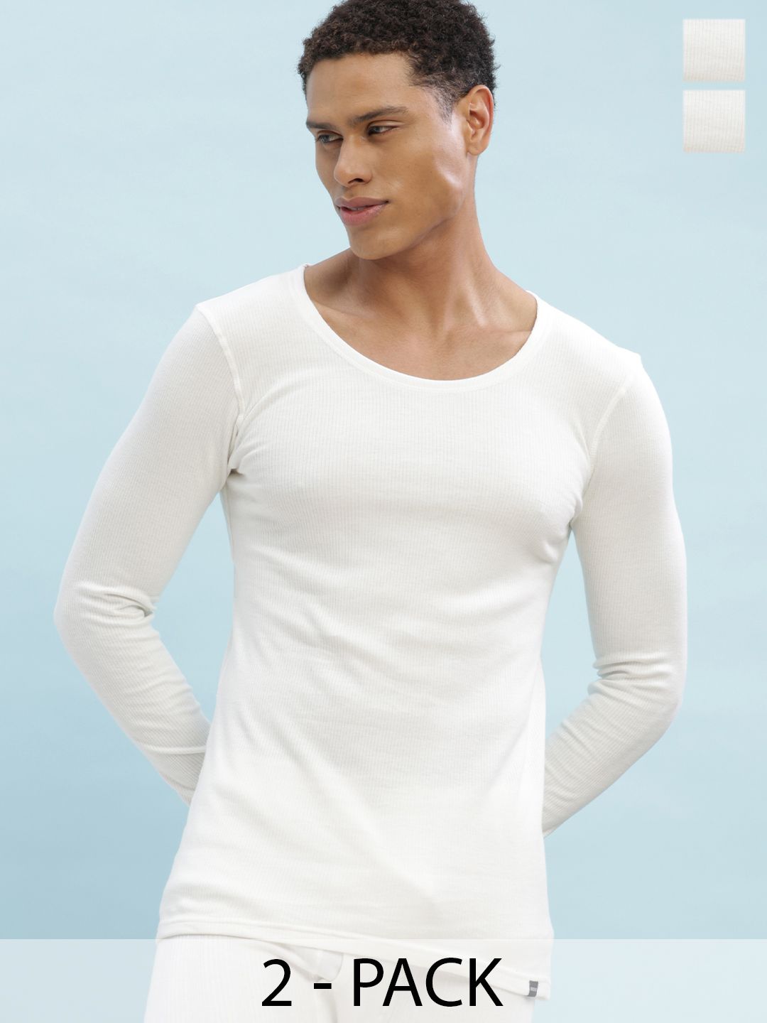 Force NXT Pack Of 2 Ribbed Cotton Thermal Tops