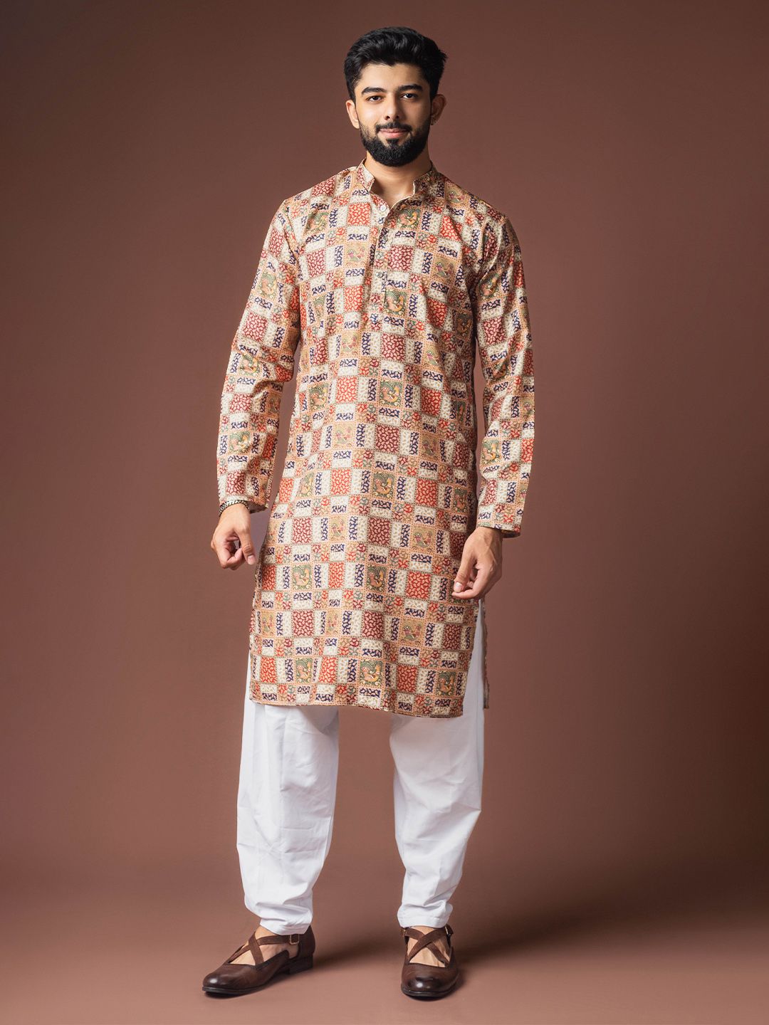 Rawayi Men Ethnic Motifs Printed Flared Sleeves Kurta