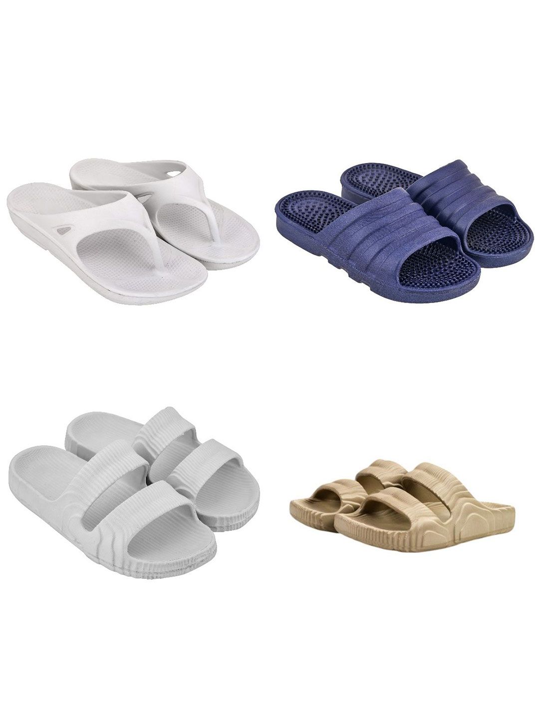 Feel alive Men Set Of 4 Ultra-Comfortable & Lightweight Thong Flip-Flops & Sliders