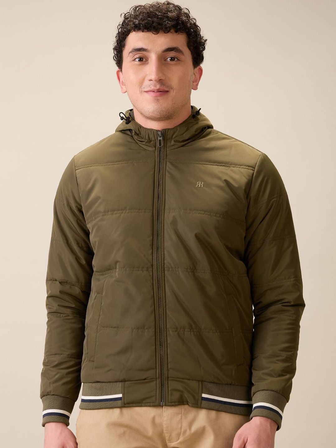 Raymond Men Hooded Solid Bomber Jacket