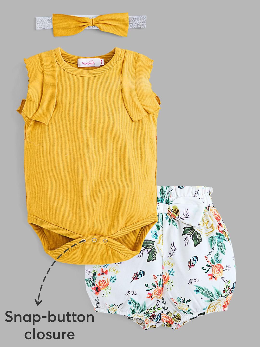 2-Pc Floral Onesie & Shorts