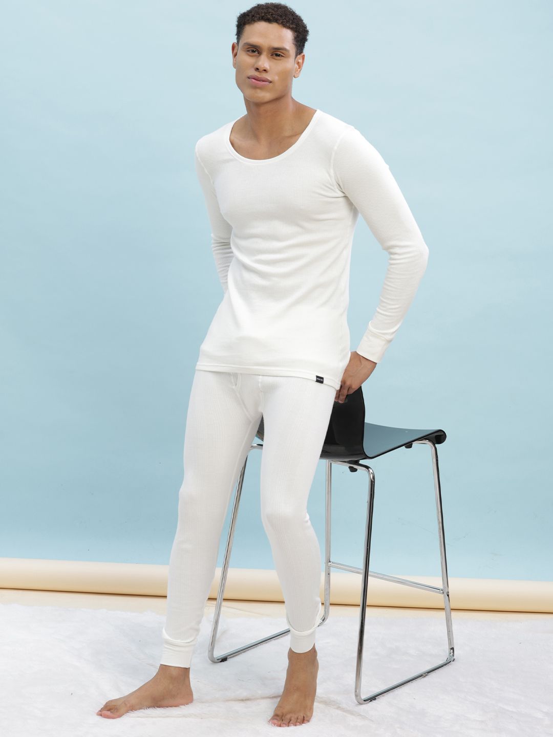 Force NXT Ribbed Cotton Top & Pyjama Thermal Set