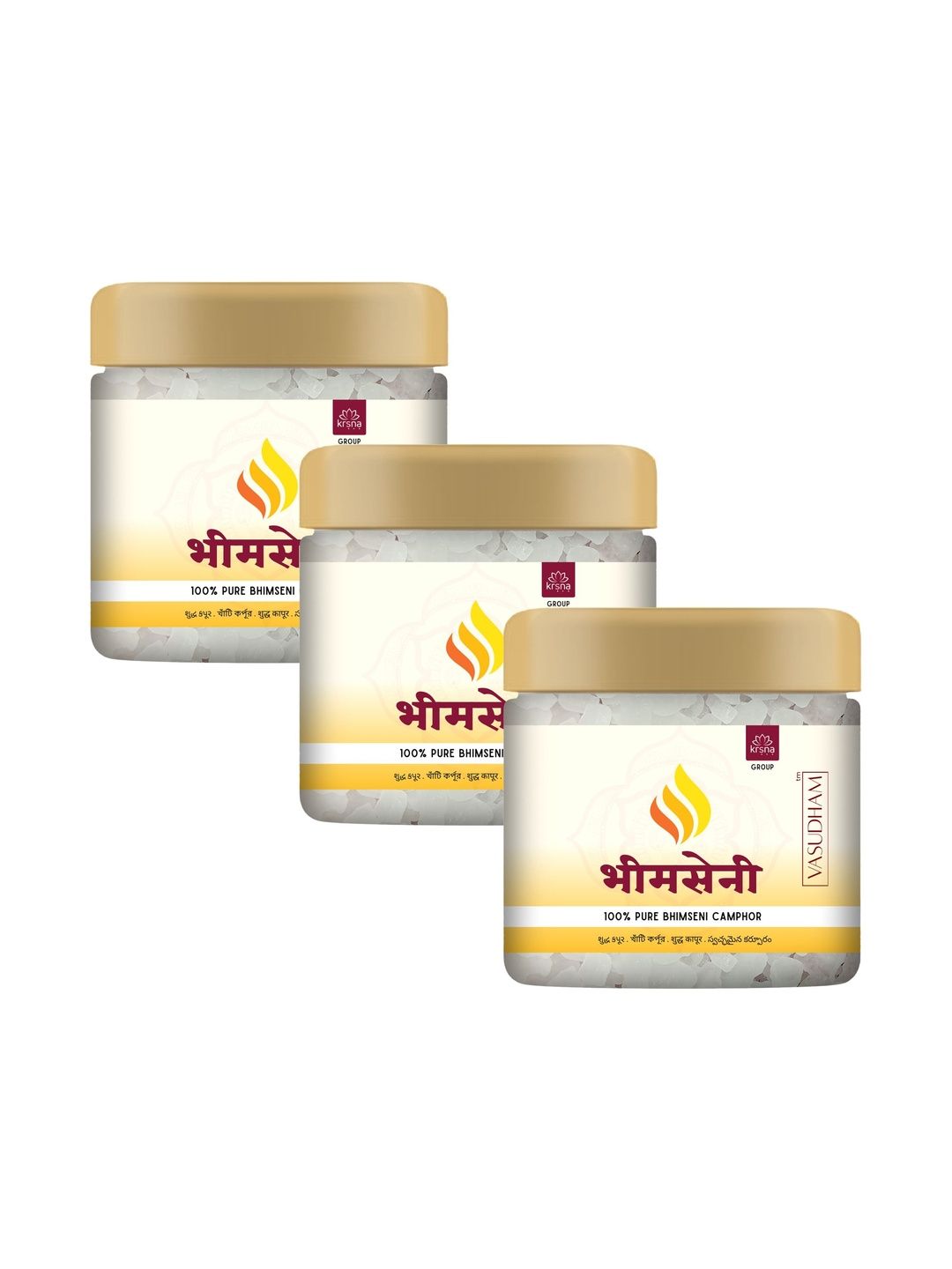 VASUDHAM 3 Pieces Bhimseni Camphor - 100 g Eahc