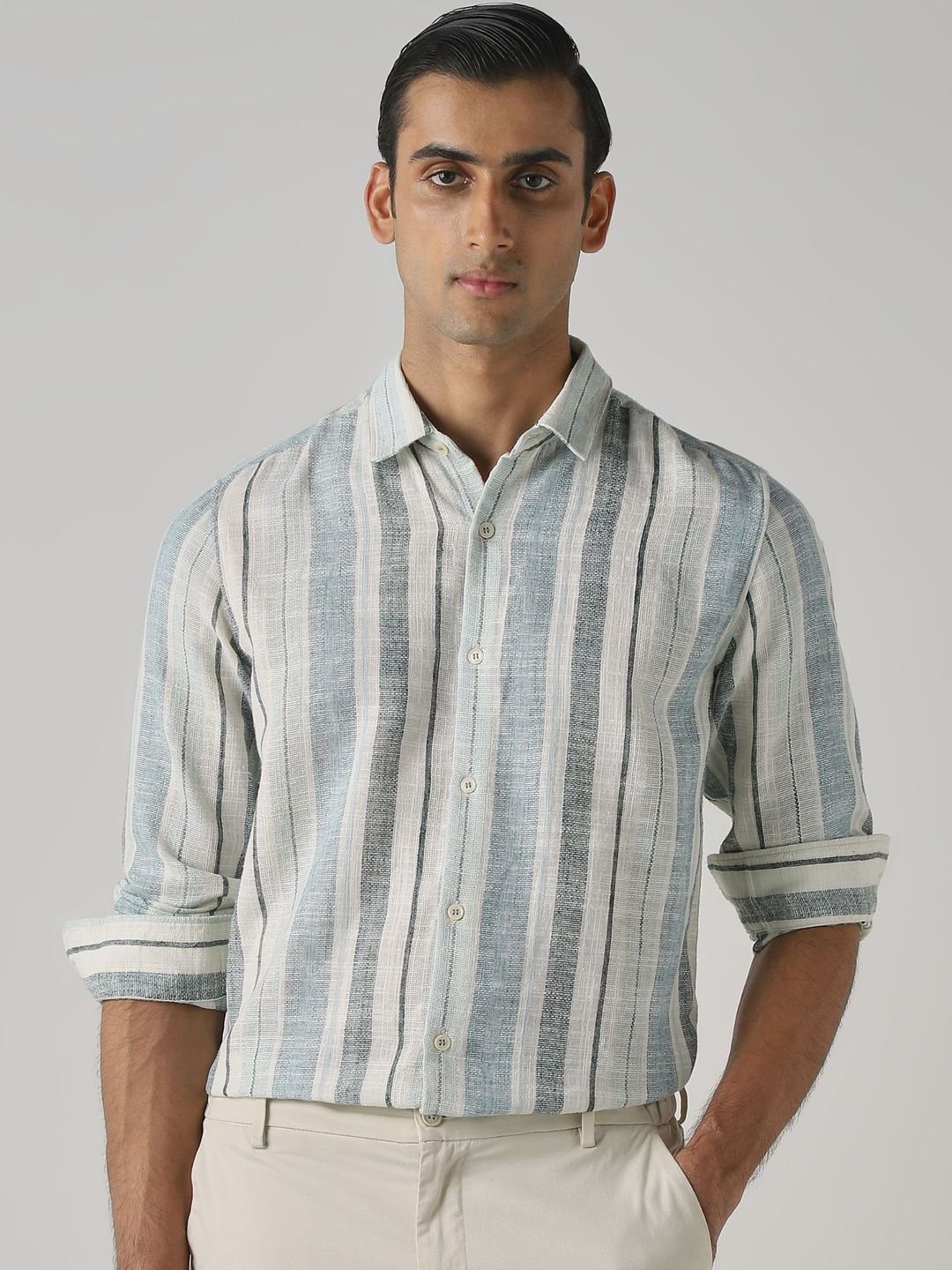 Striped Slim Fit Casual Shirt Mufti Men Slim Fit Multi Stripes Striped Casual Shirt