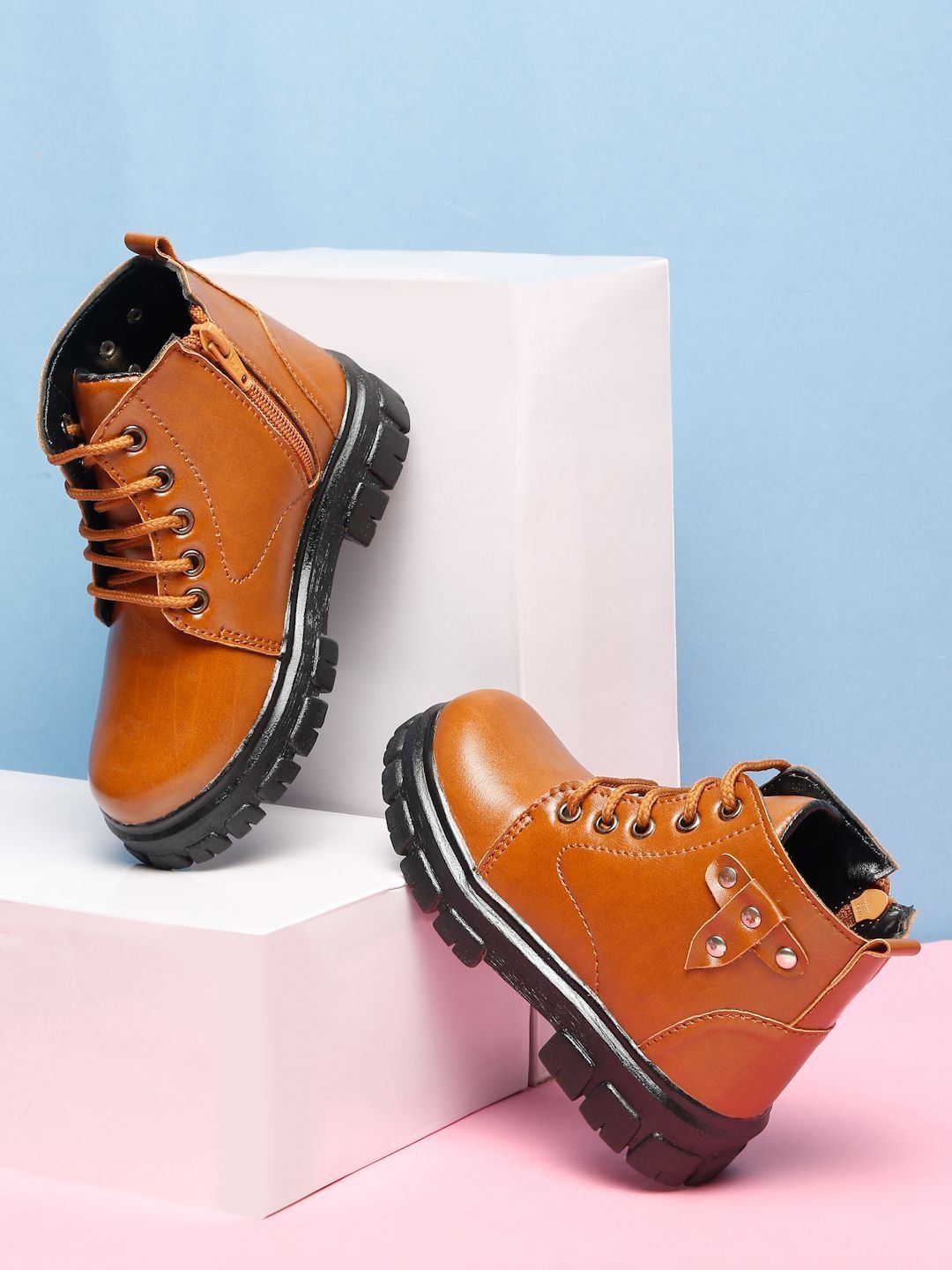 Tiny Bugs Boys Synthetic Solid Ankle-Length Boots