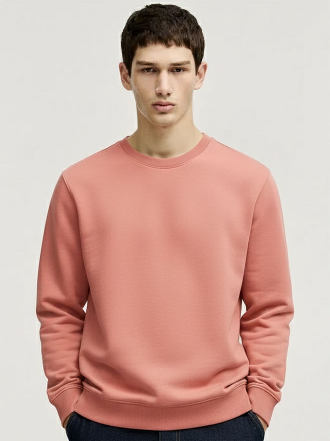 HIGHLANDER Men Peach-Coloured Sweatshirt