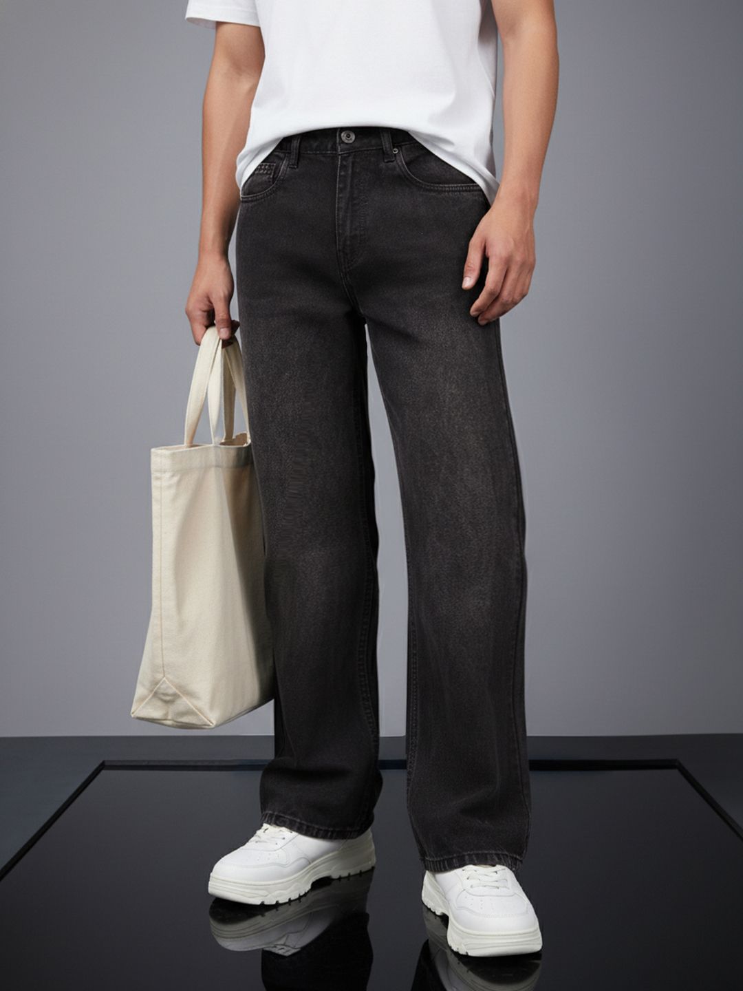SOKO STREET Men Pure Cotton Bootcut Light Fade Jeans