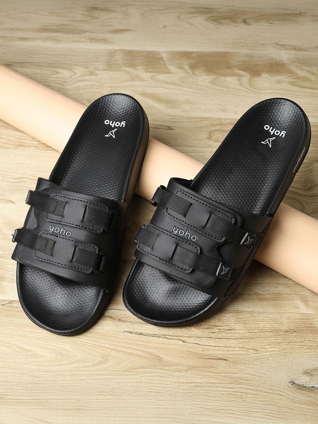 yoho Cityrift Men Textured Open Toe Sliders Flip Flops