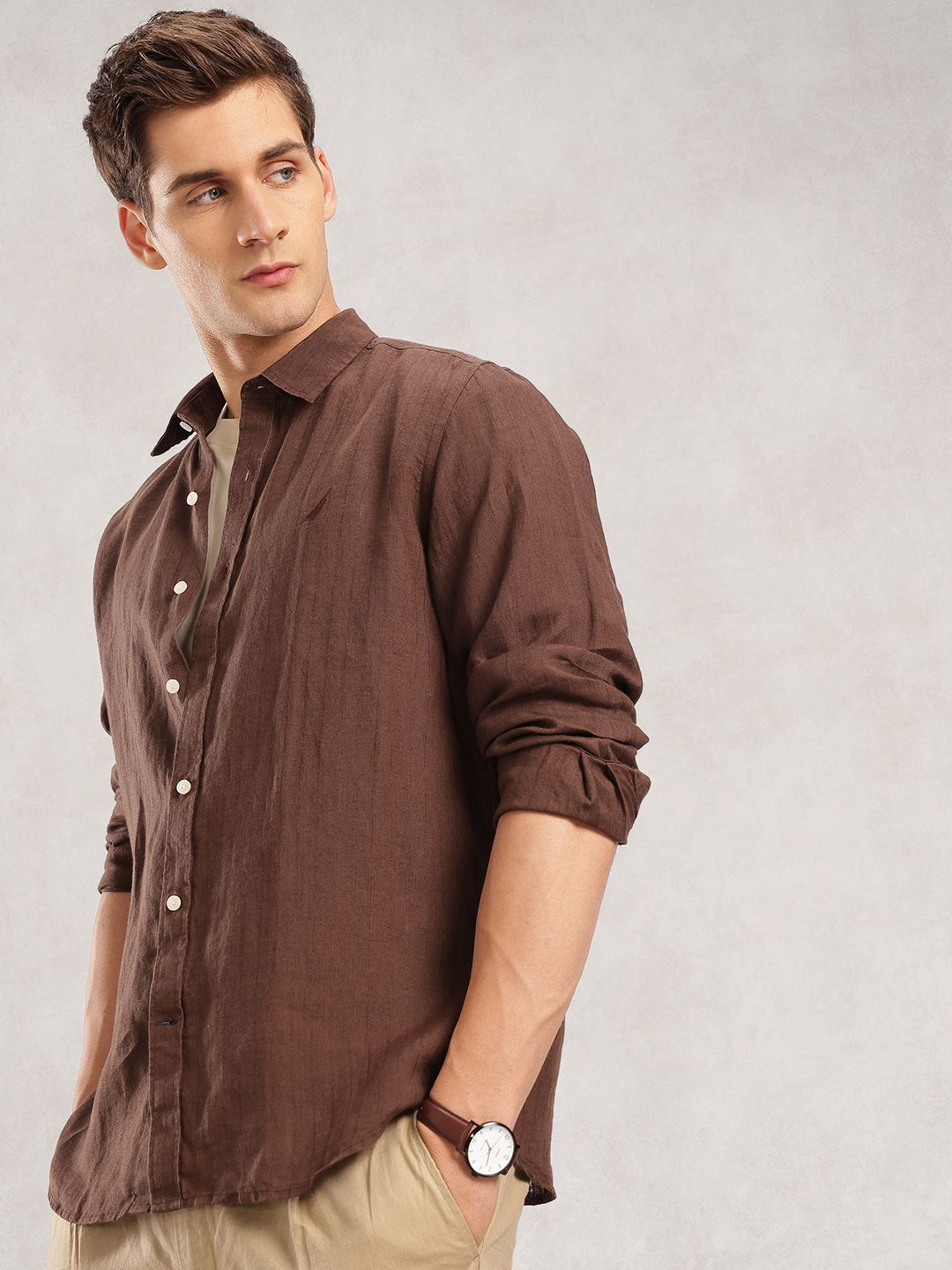 Nautica Classic Fit Pure Linen Casual Shirt deal from myntra