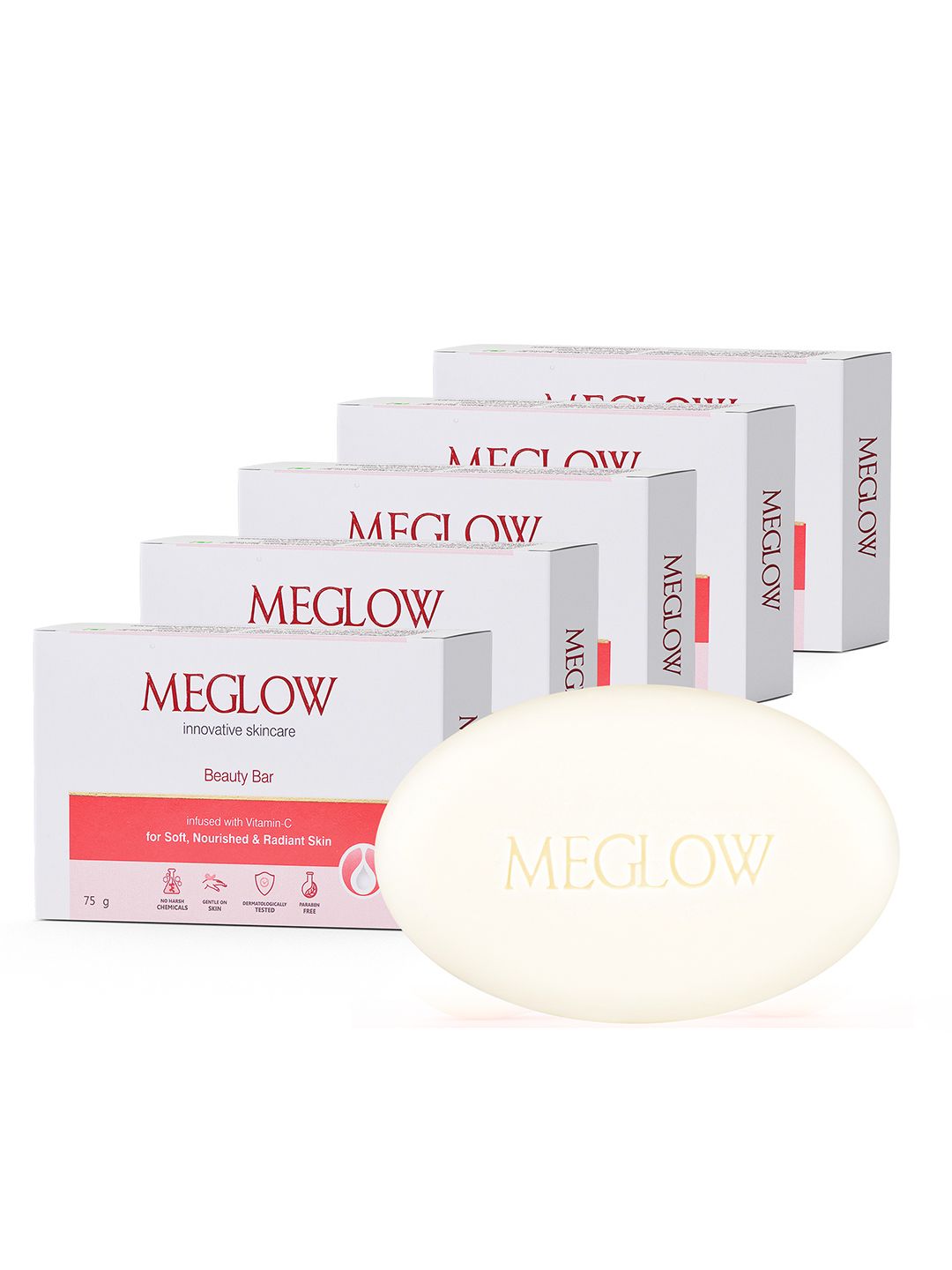 MEGLOW Set Of 5 Beauty Soap With Vitamin C - 75g Each