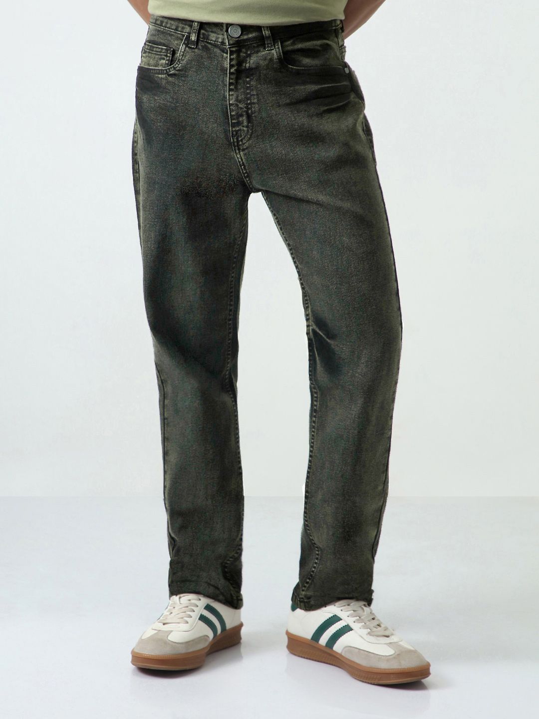 Urbano Fashion Men Straight Fit Mid-Rise Heavy Fade Stretchable Jeans