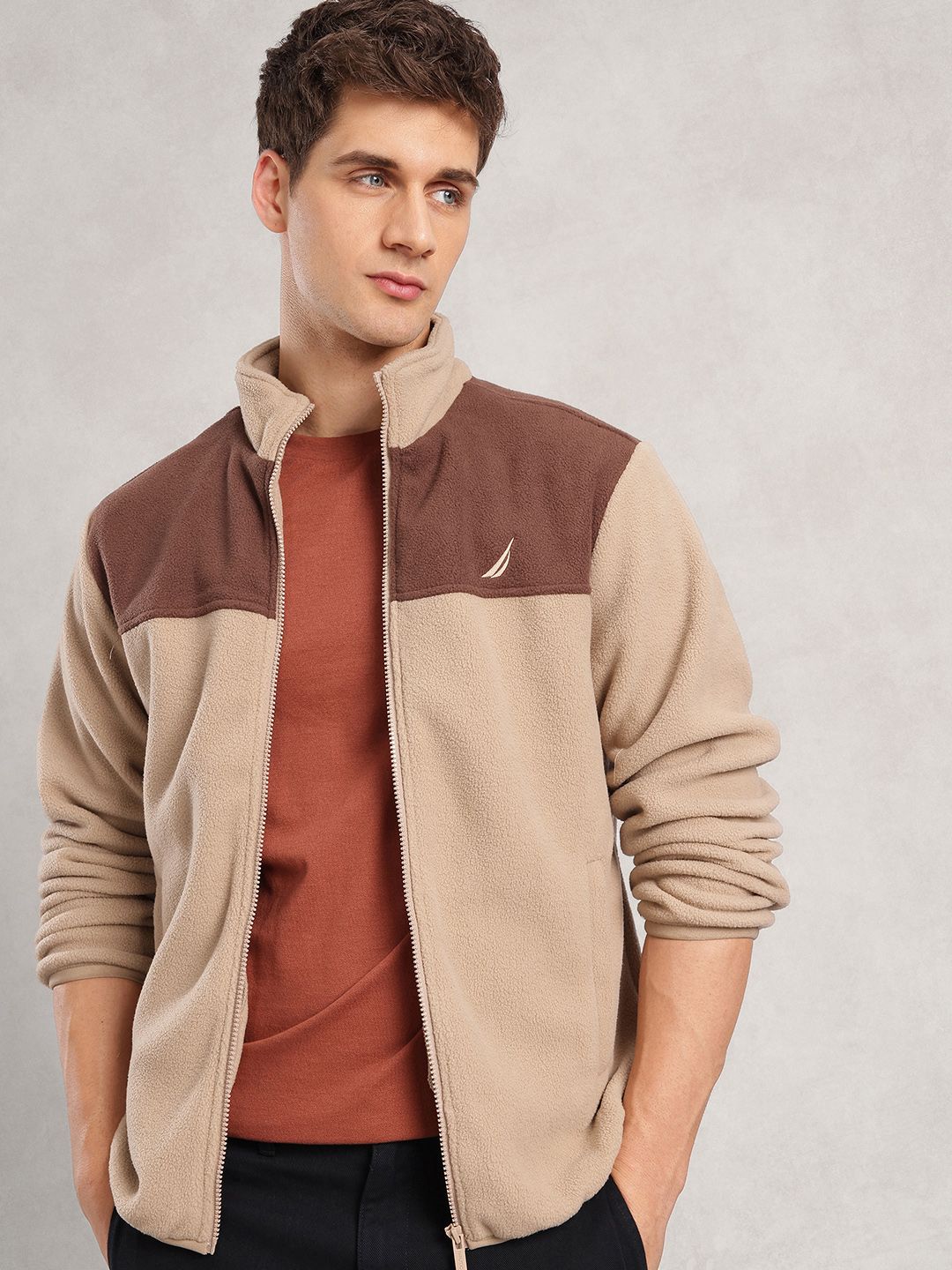Nautica Colourblocked Stand Collar Tailored Jacket