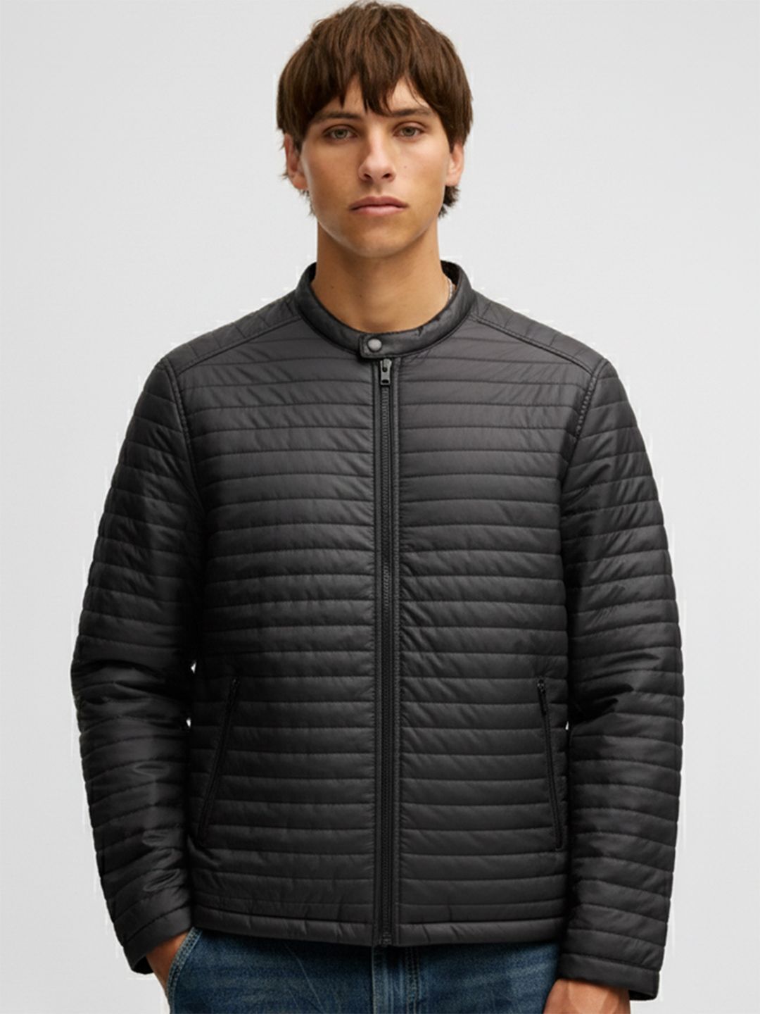 HIGHLANDER Men Black Solid Padded Jacket