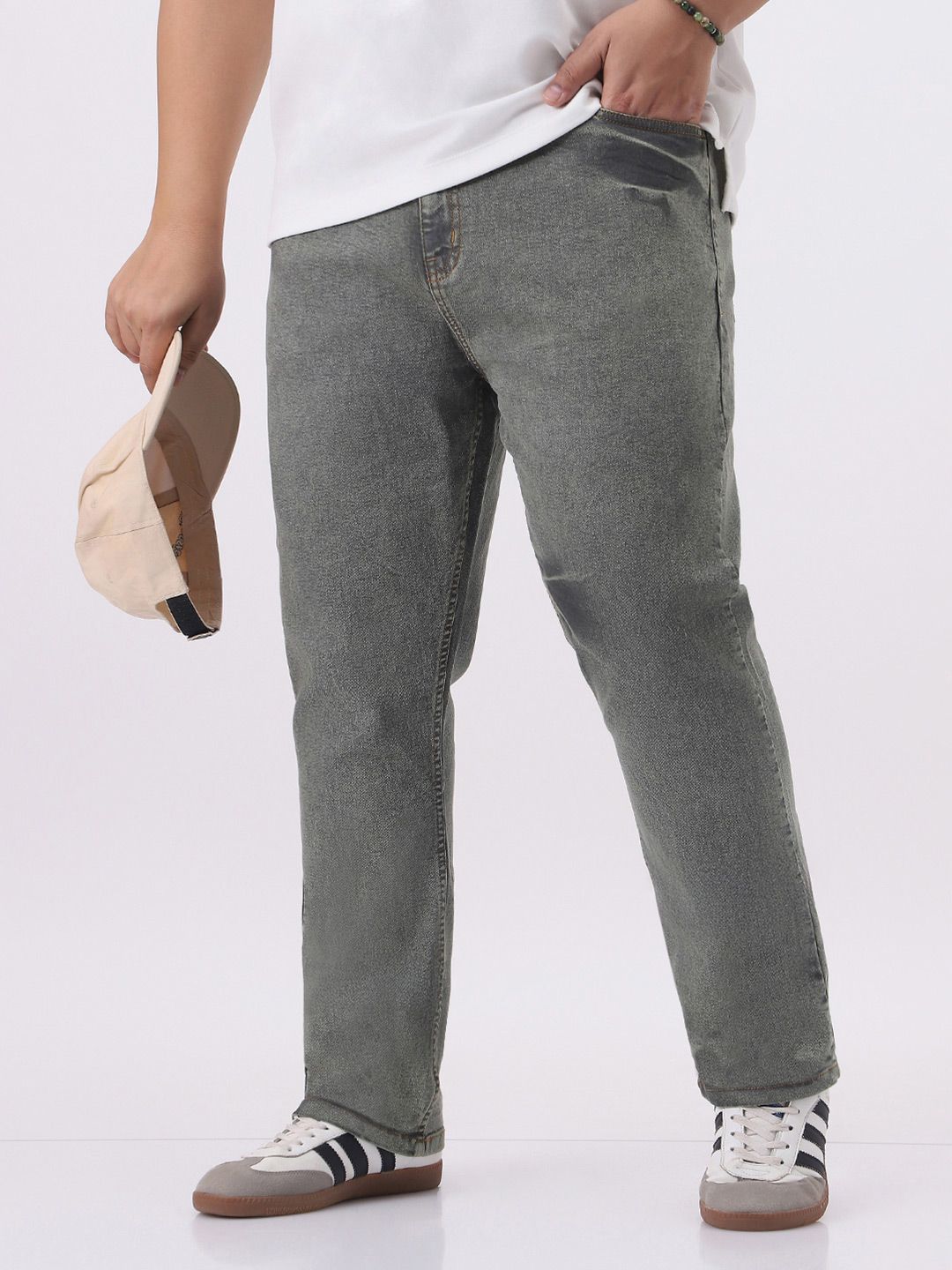 Urbano Plus Men Straight Fit Mid-Rise Heavy Fade Stretchable Jeans