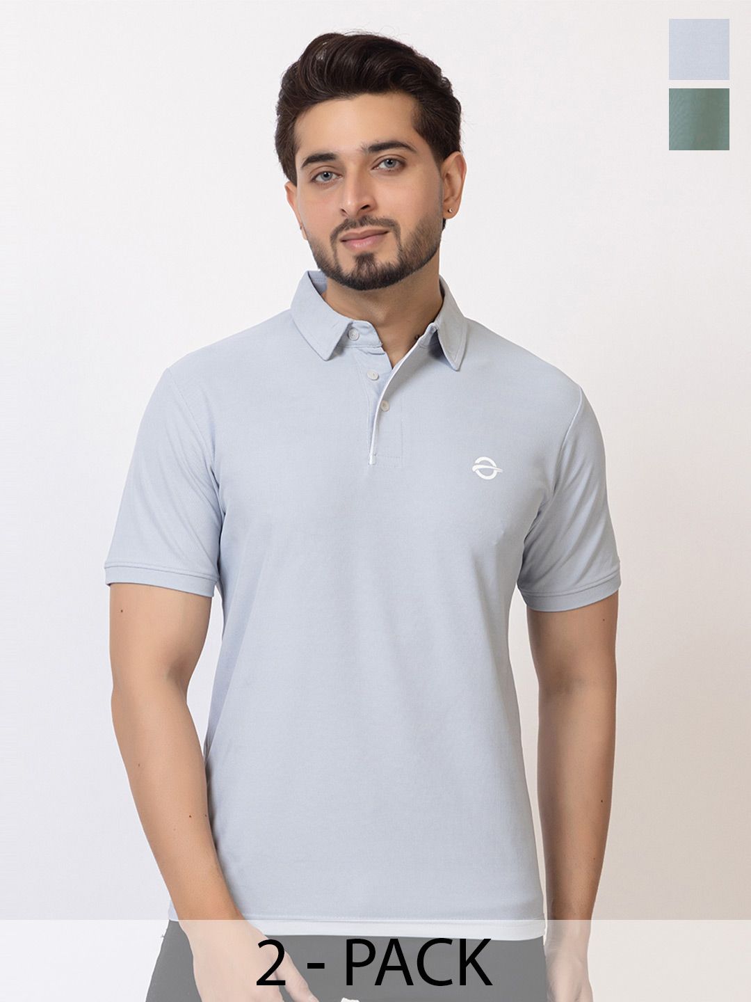 DDOUDDOU Men Brand Logo 2 Polo Collar T-shirt
