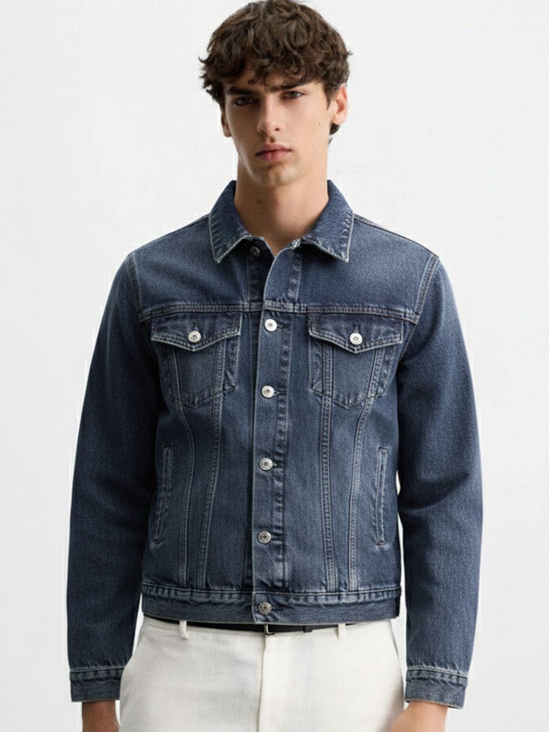 HIGHLANDER Men Blue Washed Denim Jacket