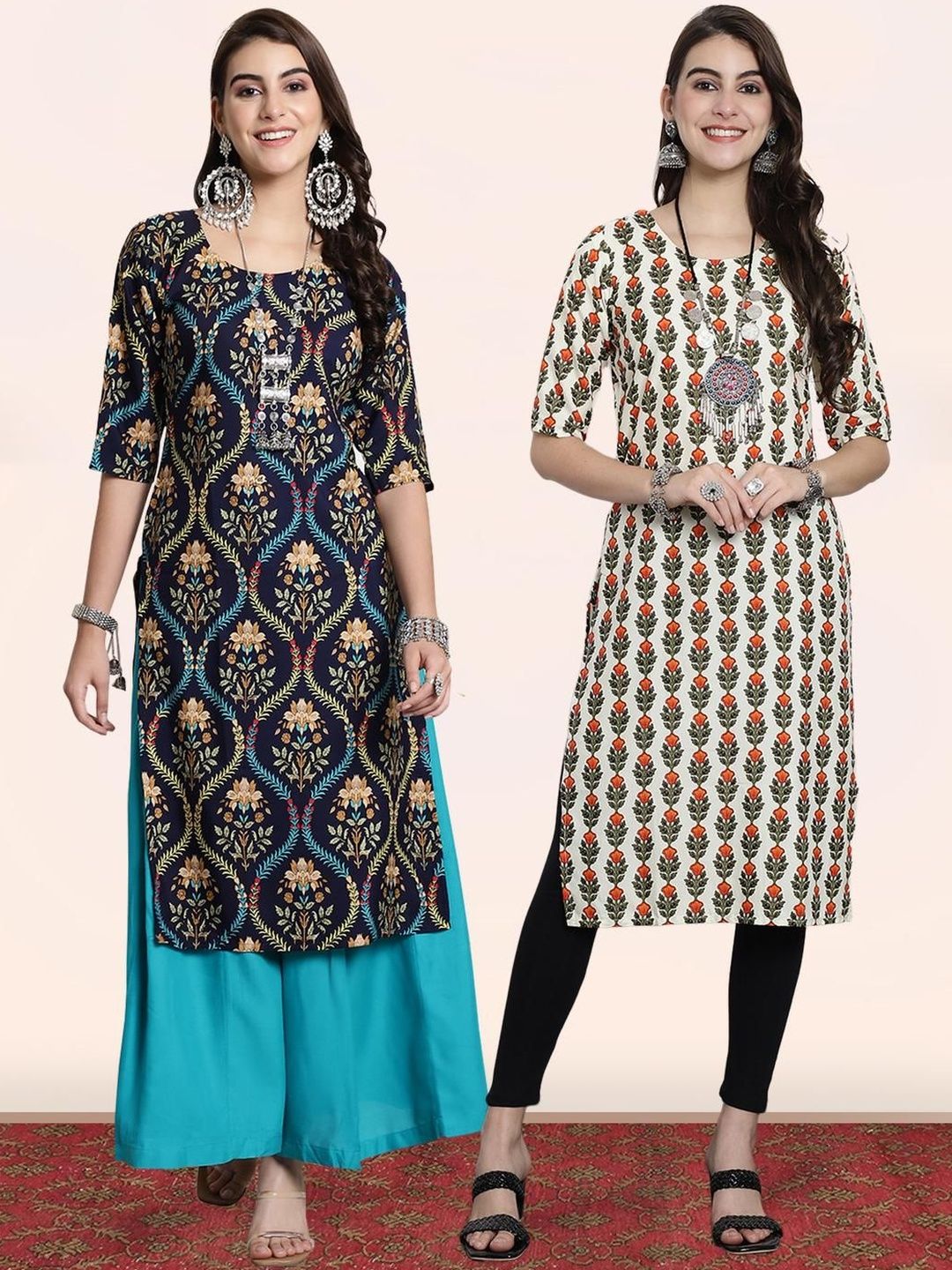 popmantra Women Ethnic Motifs Printed Crepe Kurta