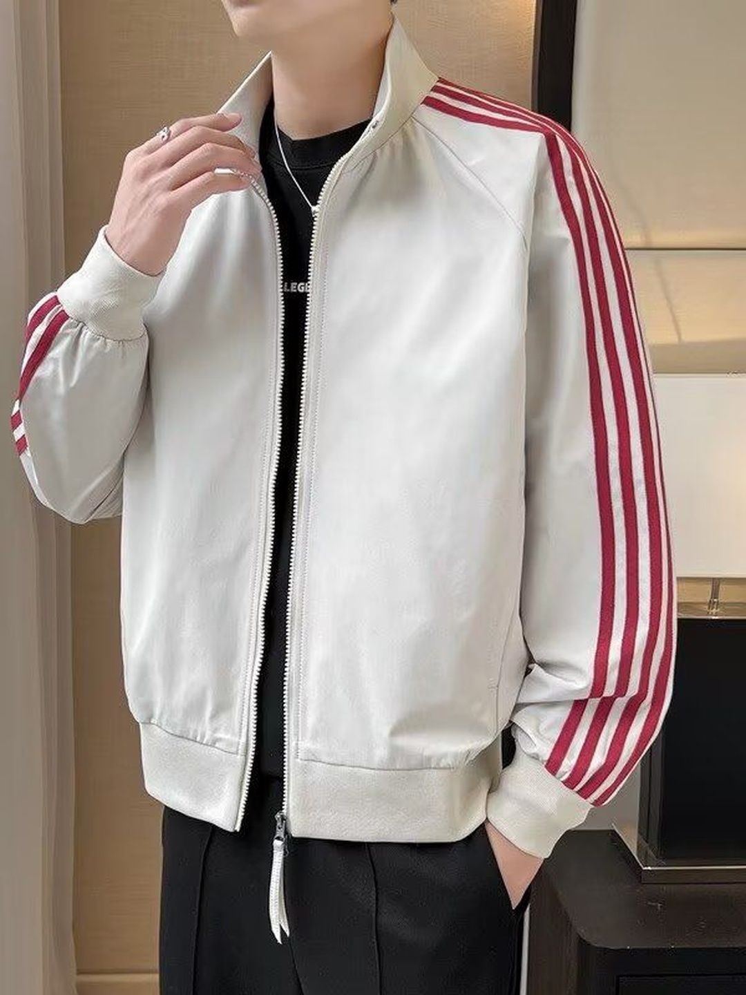 HERE&NOW Men Striped Bomber Jacket