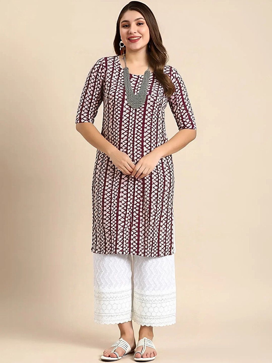 popmantra Women Ethnic Motifs Printed Crepe Kurta