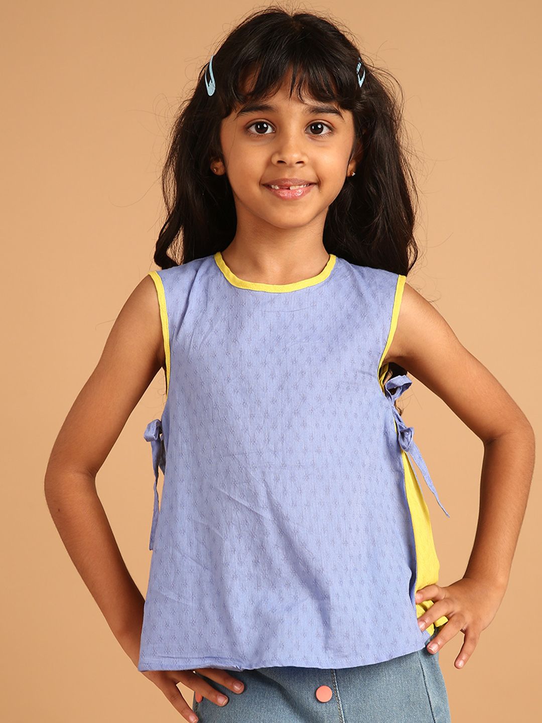 Buy PILOLO Girls Colourblocked Round Neck Sleeveless Tops - Tops