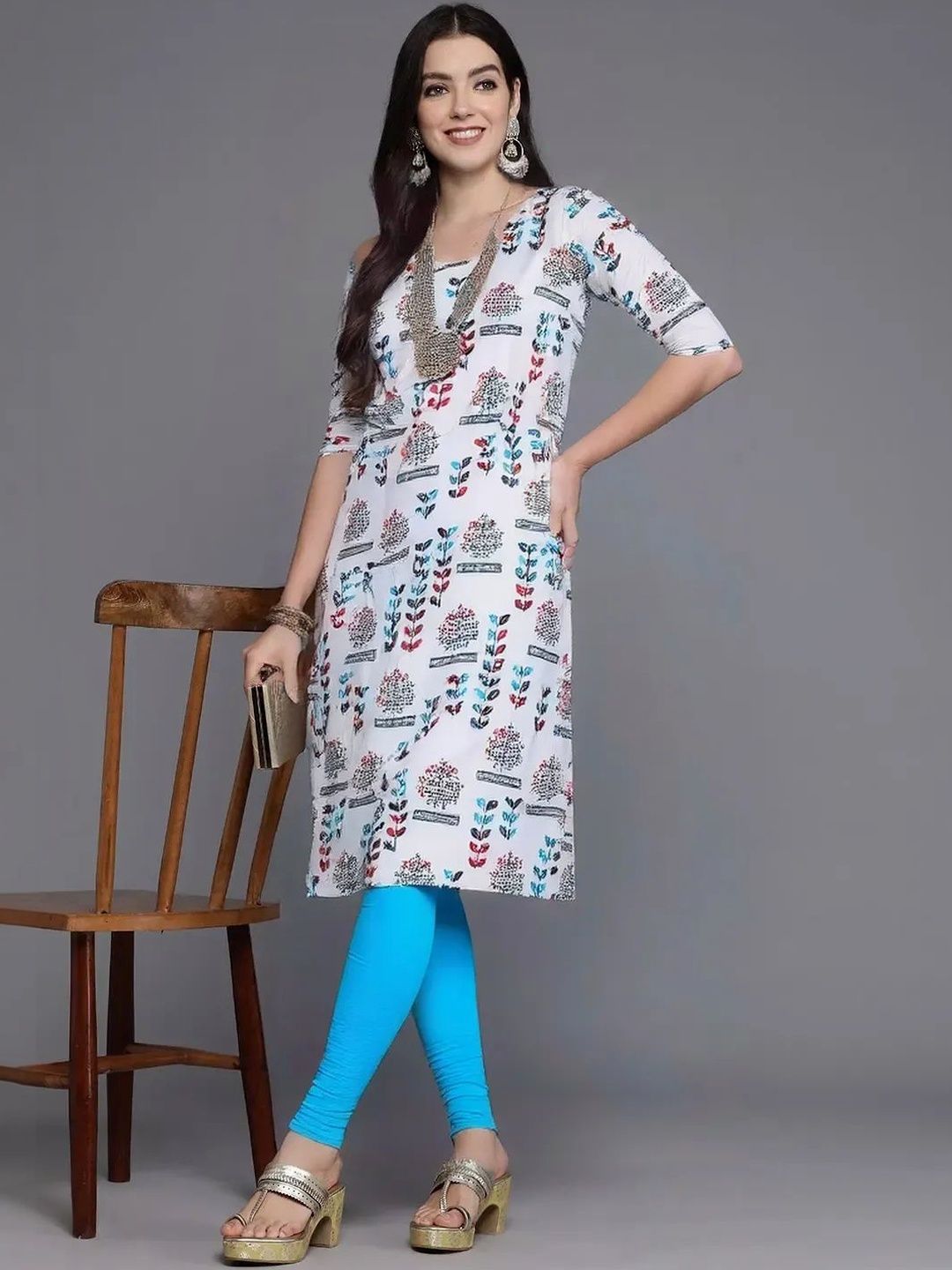 popmantra Women Ethnic Motifs Printed Crepe Kurta