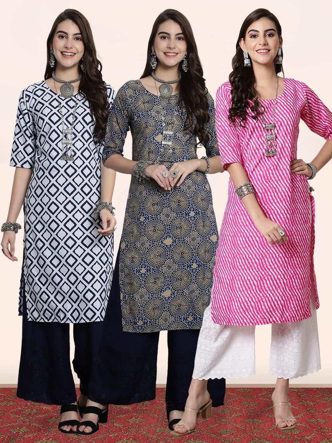 popmantra Women Ethnic Motifs Printed Crepe Kurta