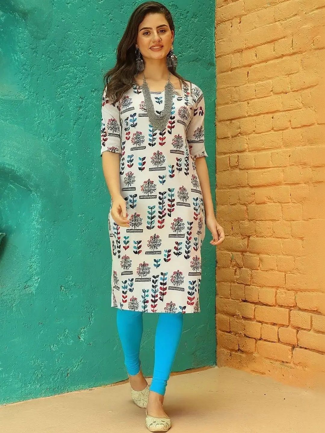 popmantra Women Ethnic Motifs Printed Crepe Kurta