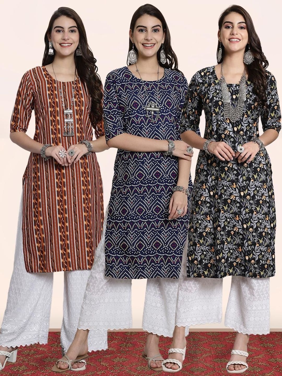popmantra Women Ethnic Motifs Printed Crepe Kurta