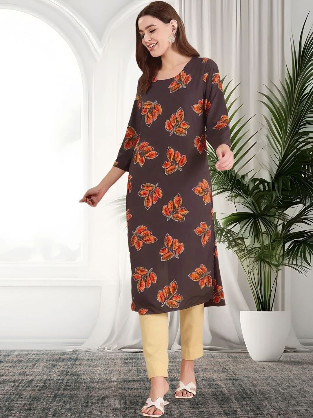 popmantra Women Ethnic Motifs Printed Crepe Kurta