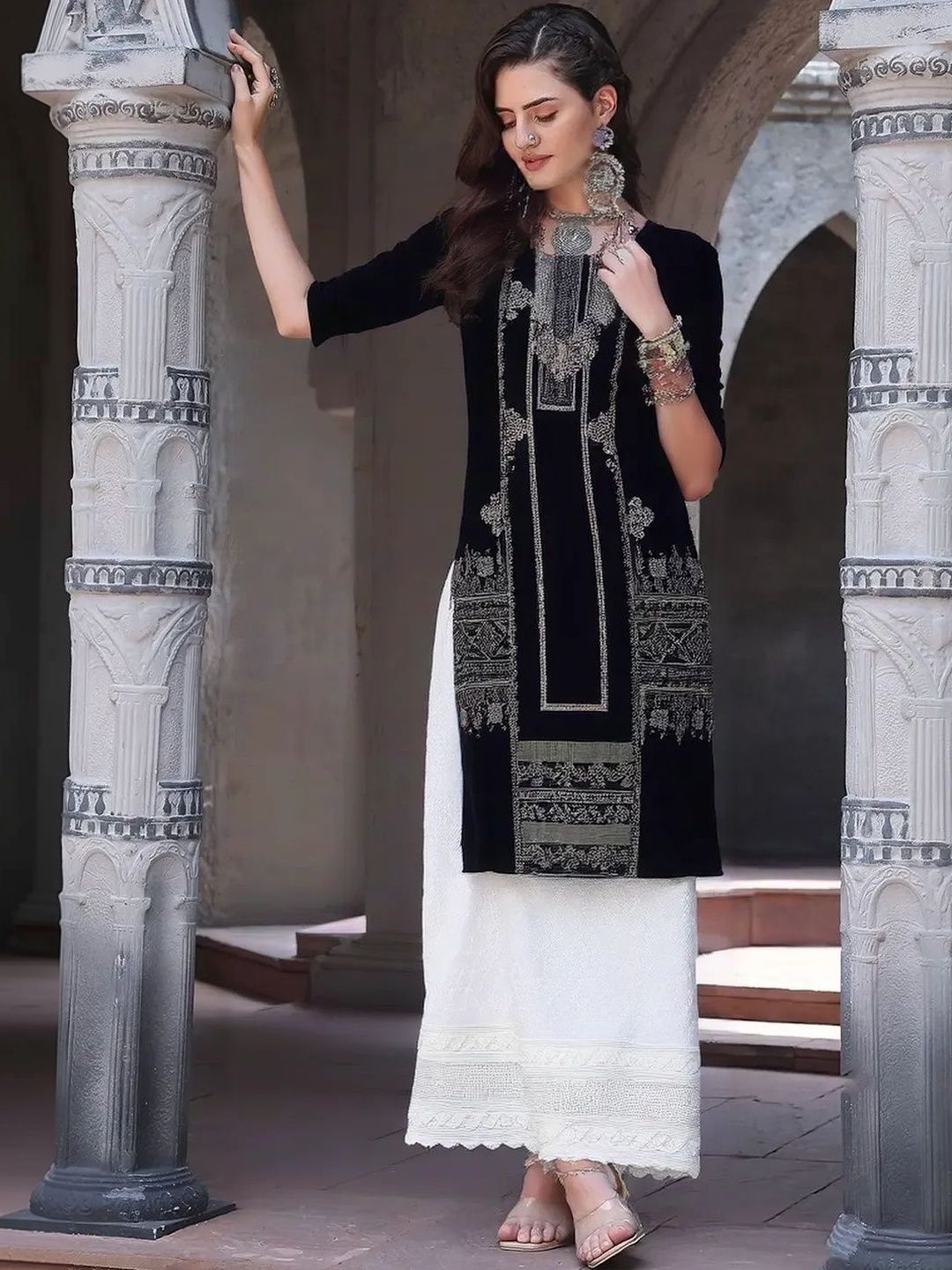 popmantra Women Ethnic Motifs Printed Crepe Kurta