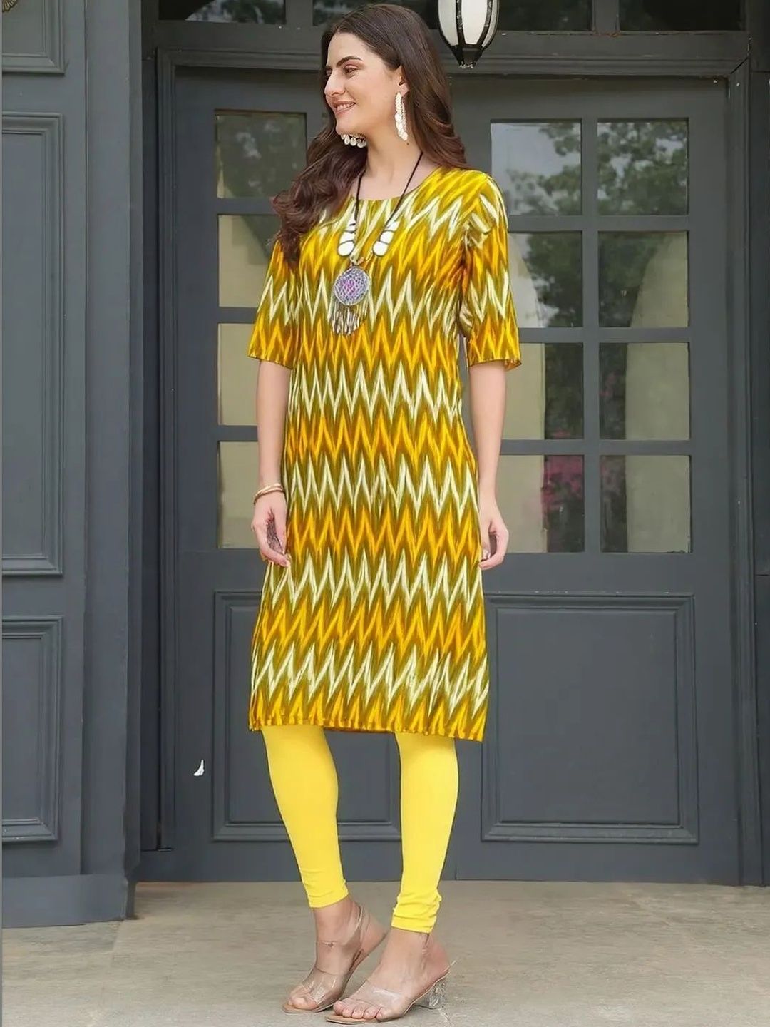 popmantra Women Ethnic Motifs Printed Crepe Kurta